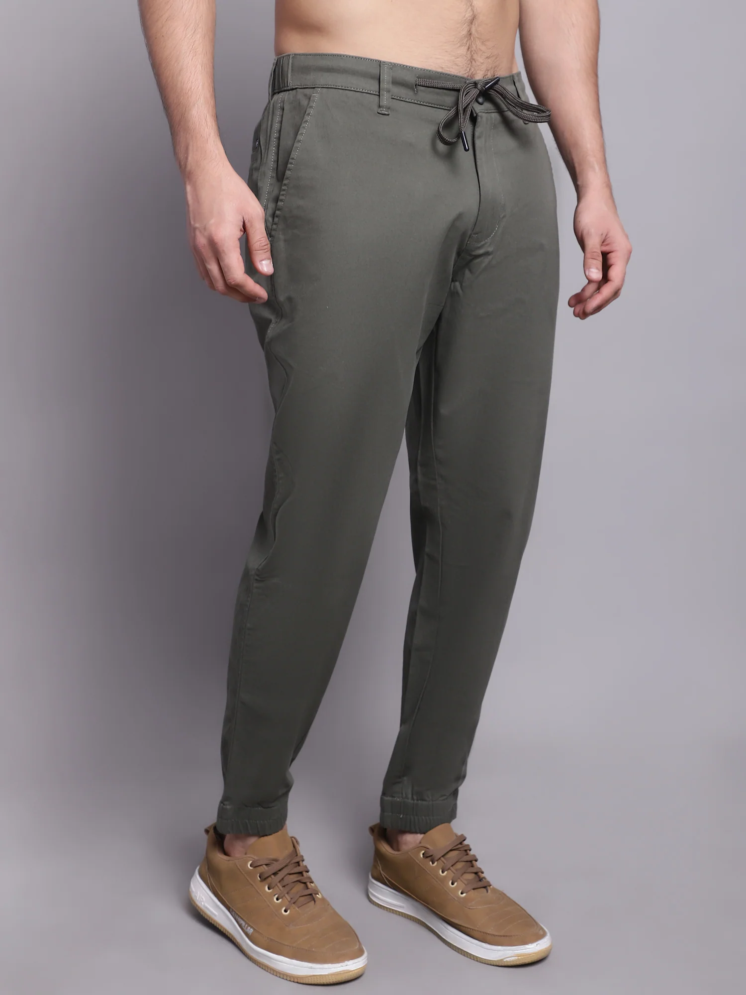 Men Olive Green Jogger - Image 4
