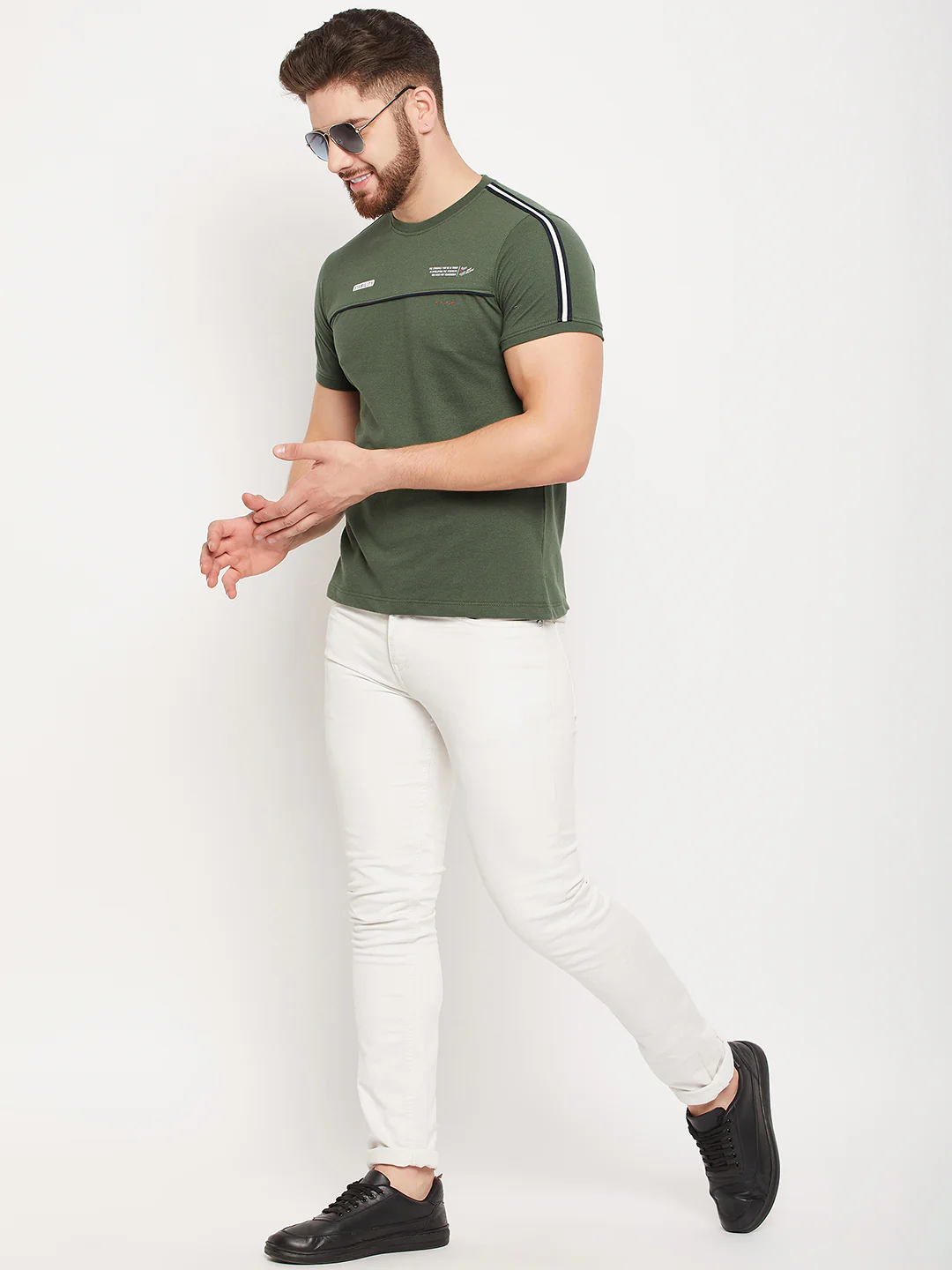 T-Shirt for Men | Breathable & Soft with Color Fastness Regular Fit Round Neck Poly Cotton Fabric Solid Pattern - Image 2