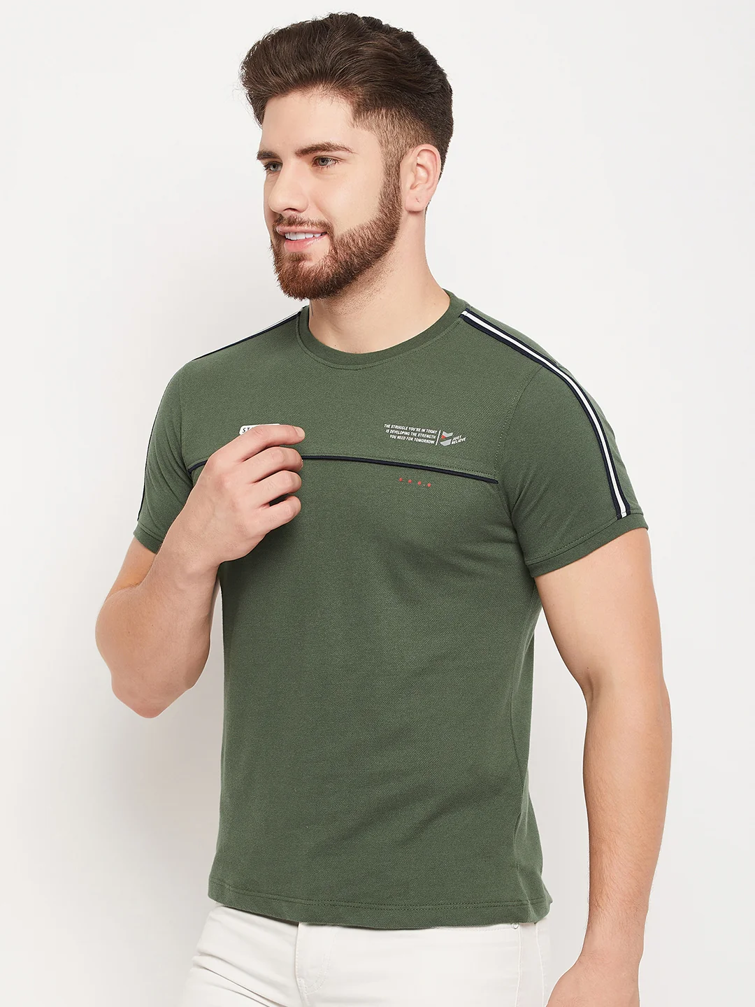 T-Shirt for Men | Breathable & Soft with Color Fastness Regular Fit Round Neck Poly Cotton Fabric Solid Pattern - Image 3