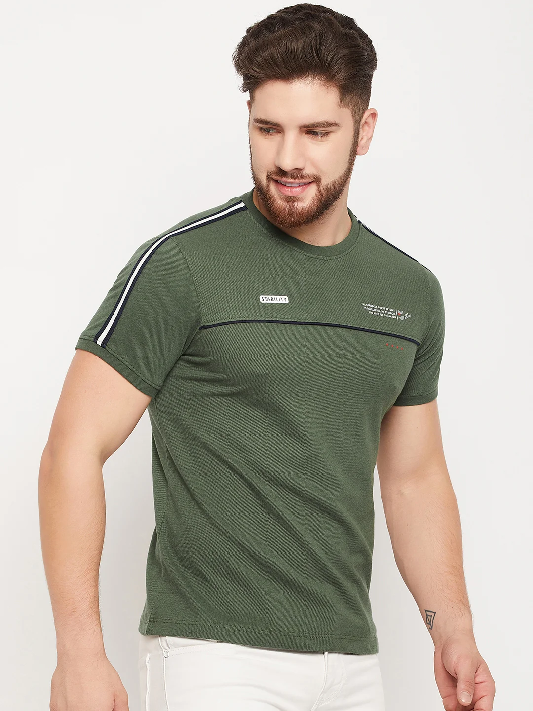 T-Shirt for Men | Breathable & Soft with Color Fastness Regular Fit Round Neck Poly Cotton Fabric Solid Pattern - Image 4