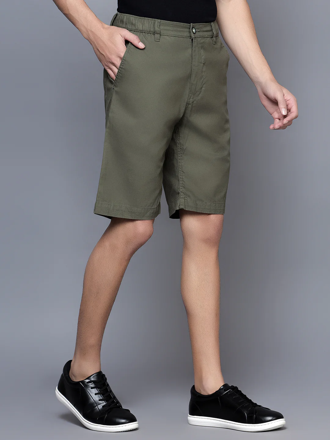 Men Olive Green Shorts - Image 4
