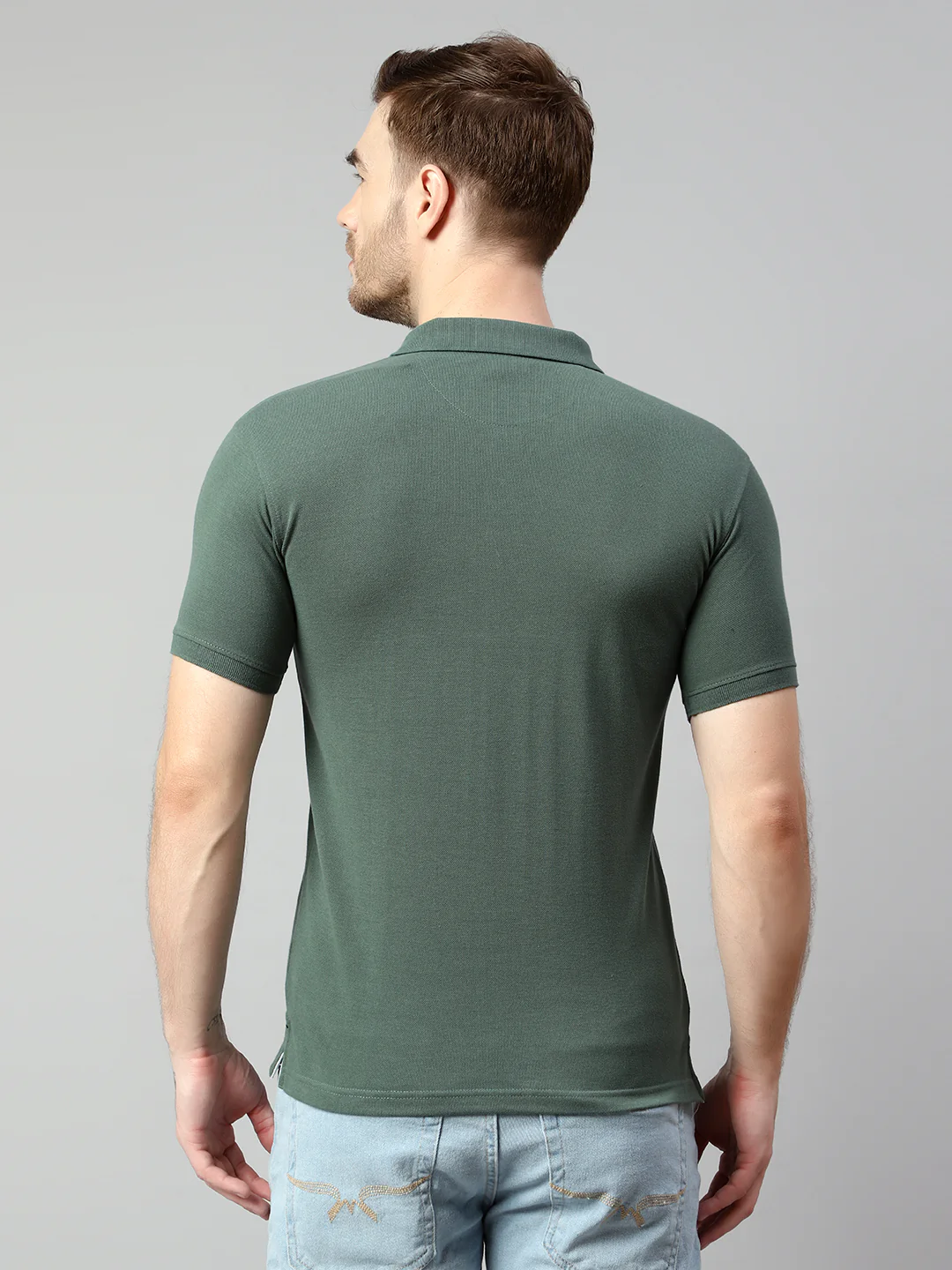 T-Shirt for Men | Breathable & Soft with Color Fastness Regular Fit Polo Neck Poly Cotton Fabric Solid Pattern - Image 2