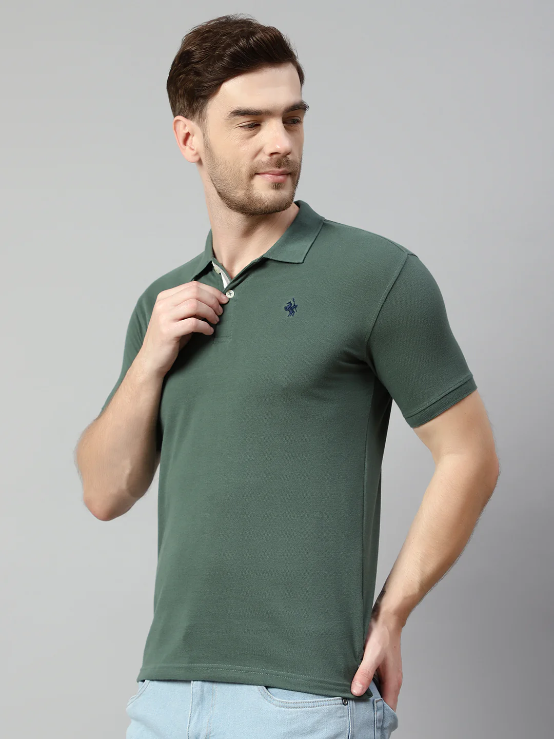 T-Shirt for Men | Breathable & Soft with Color Fastness Regular Fit Polo Neck Poly Cotton Fabric Solid Pattern - Image 3