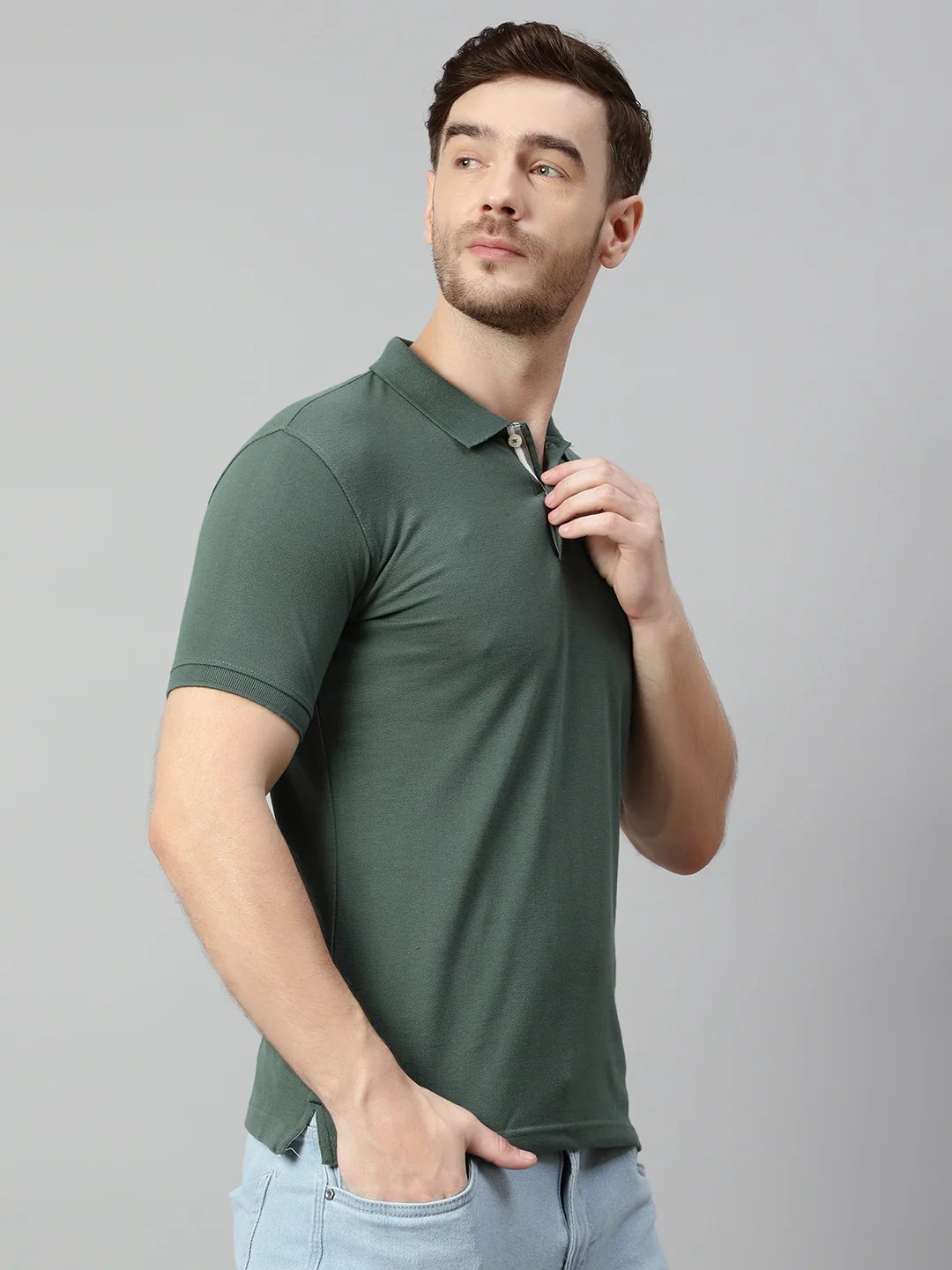 T-Shirt for Men | Breathable & Soft with Color Fastness Regular Fit Polo Neck Poly Cotton Fabric Solid Pattern - Image 4