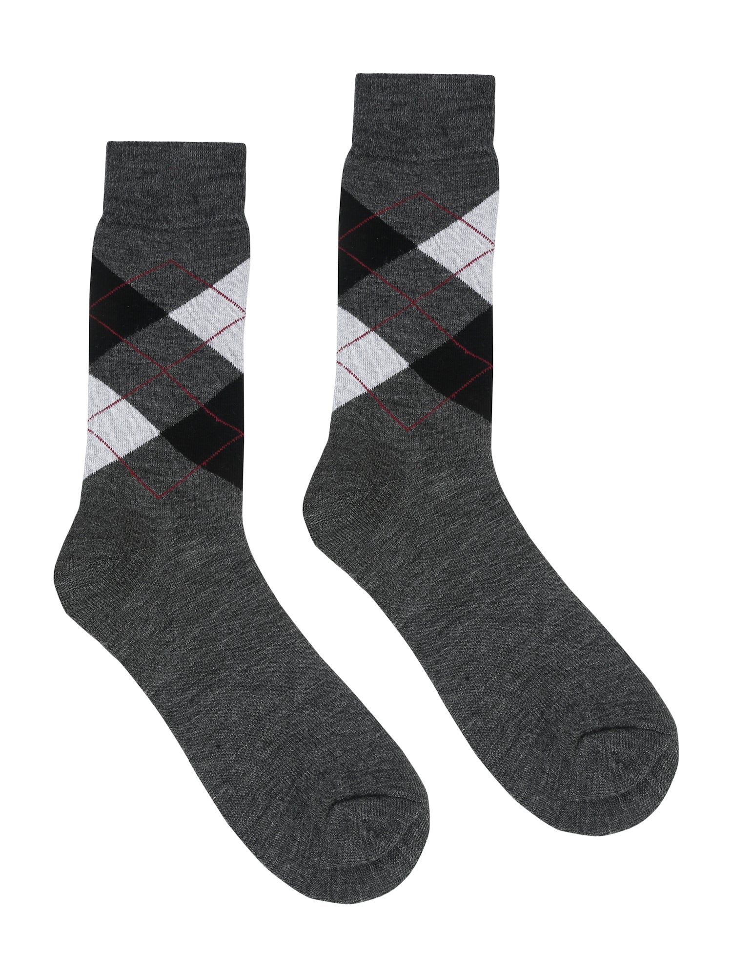 Men's Grey Melange Basic Crew length Socks -Pack of 3 - Image 2