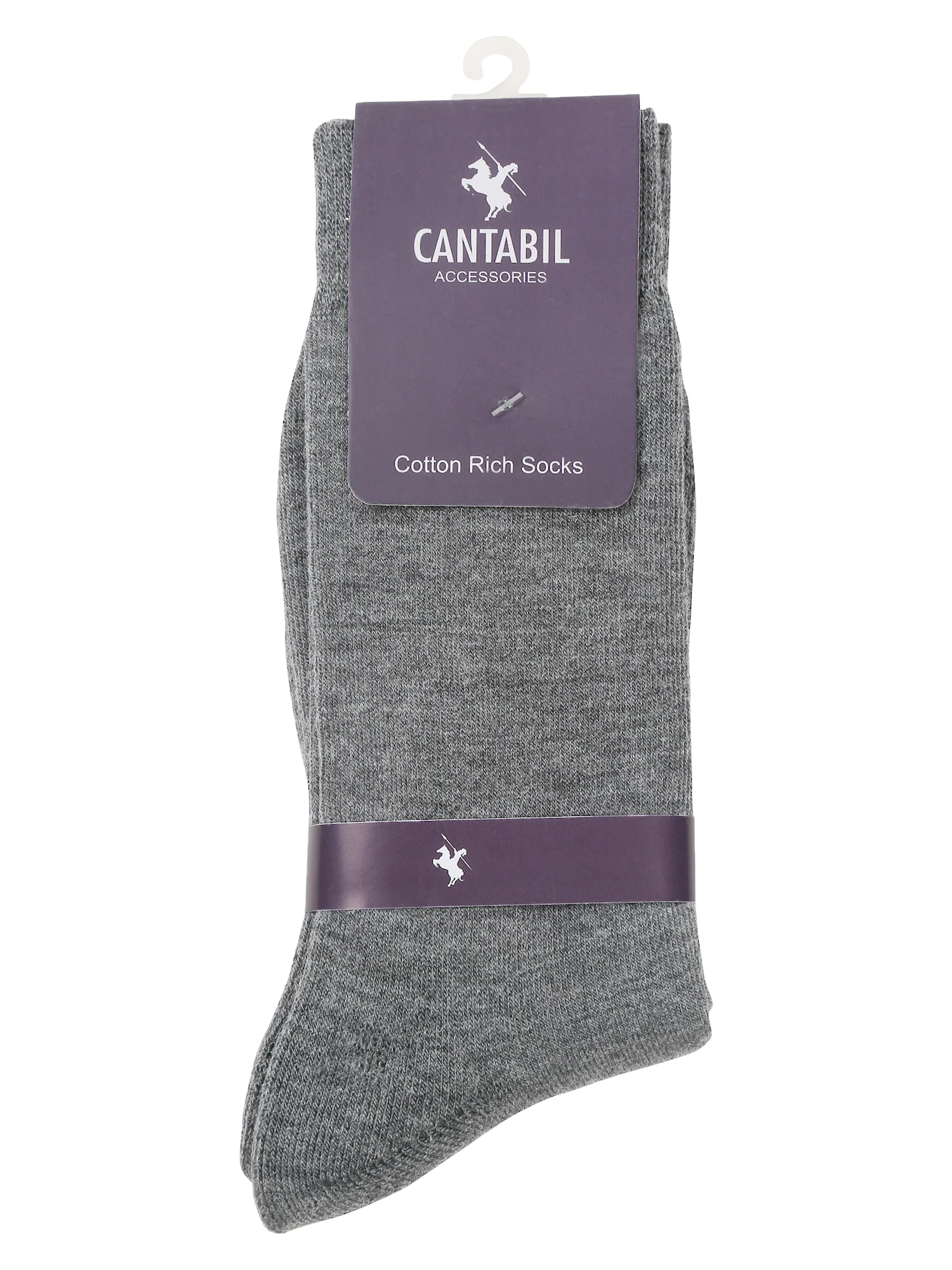 Men's Grey Melange Basic Crew length Socks -Pack of 3 - Image 6