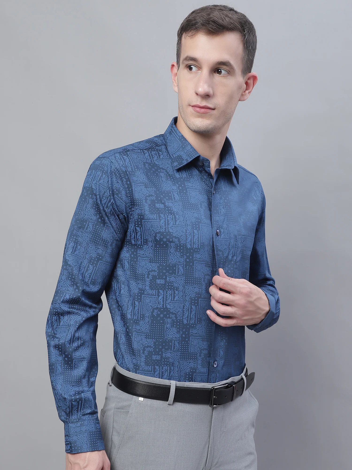 Formal Shirt for Men l Breathable & Soft with Color Fastness Regular Fit Spread Collar Neck Cotton Fabric Printed Pattern - Image 4