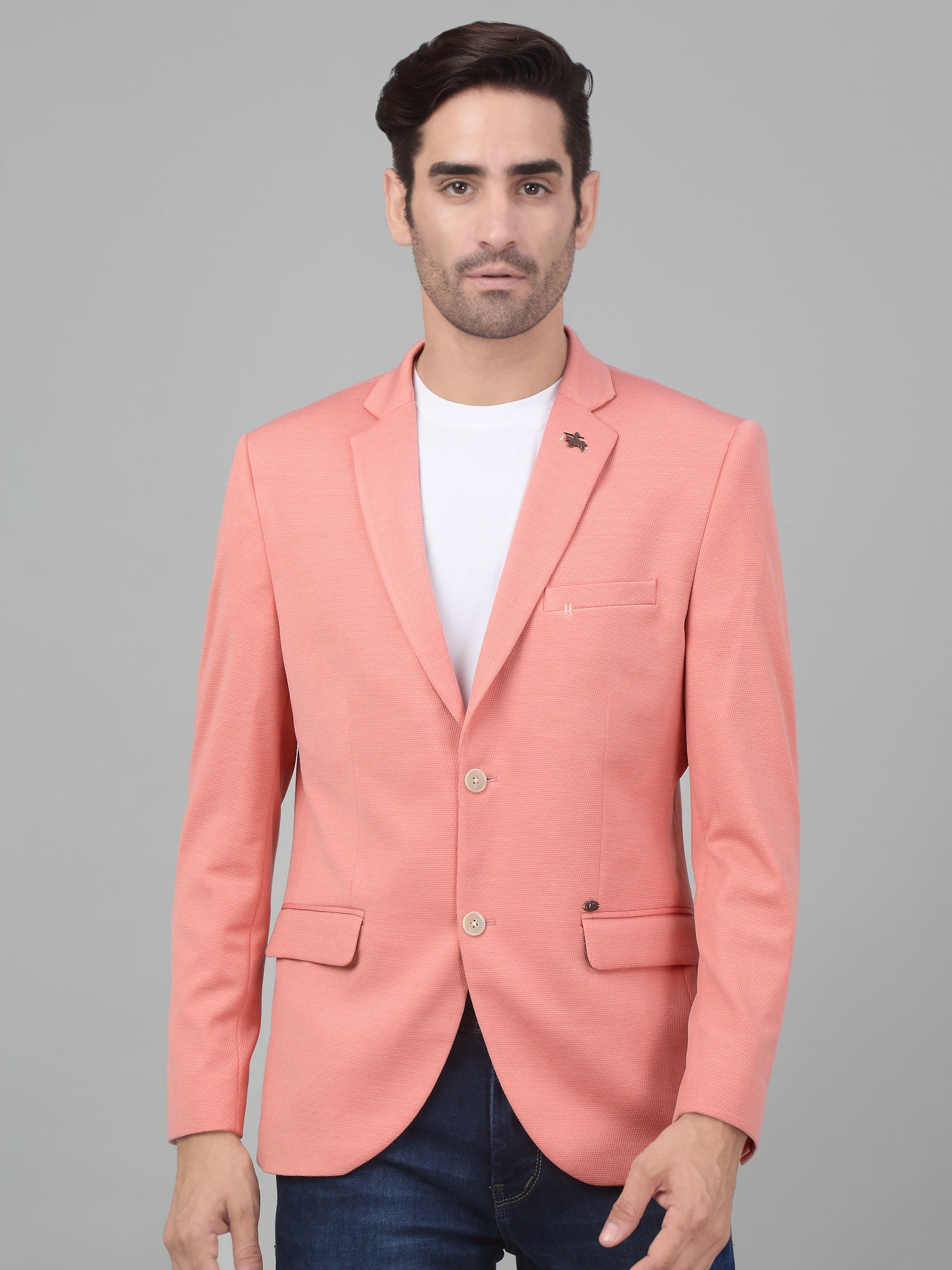 Blazer for Men | Premium Casual Blazer Slim Fit Notched Collar Terry Rayon Fabric Self Design Pattern - Image 3