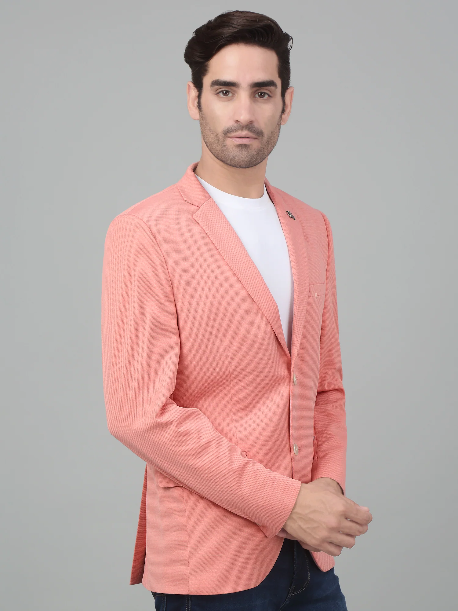 Blazer for Men | Premium Casual Blazer Slim Fit Notched Collar Terry Rayon Fabric Self Design Pattern - Image 6