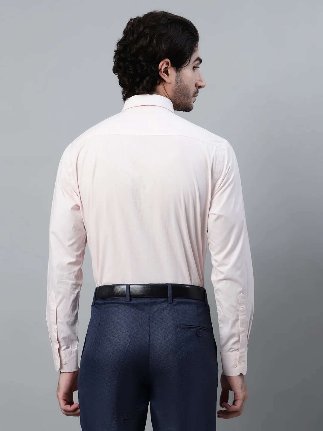 Men's Light Peach Formal Plain Full Sleeve Shirt - Image 2