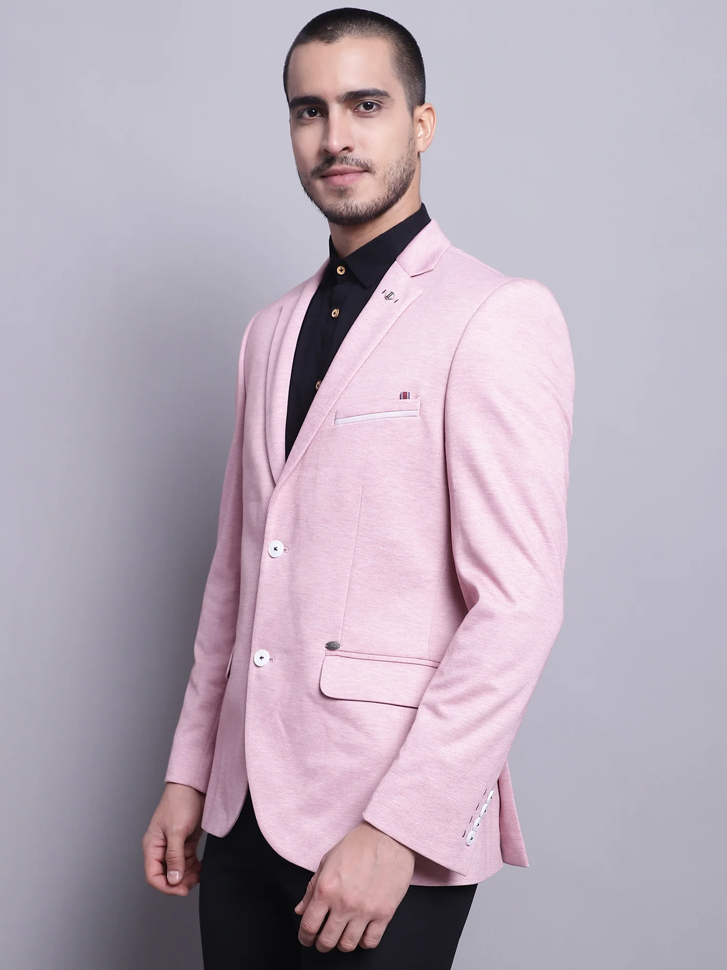 Blazer for Men | Premium Casual Blazer Slim Fit Notched Collar Terry Rayon Fabric Solid Pattern - Image 3
