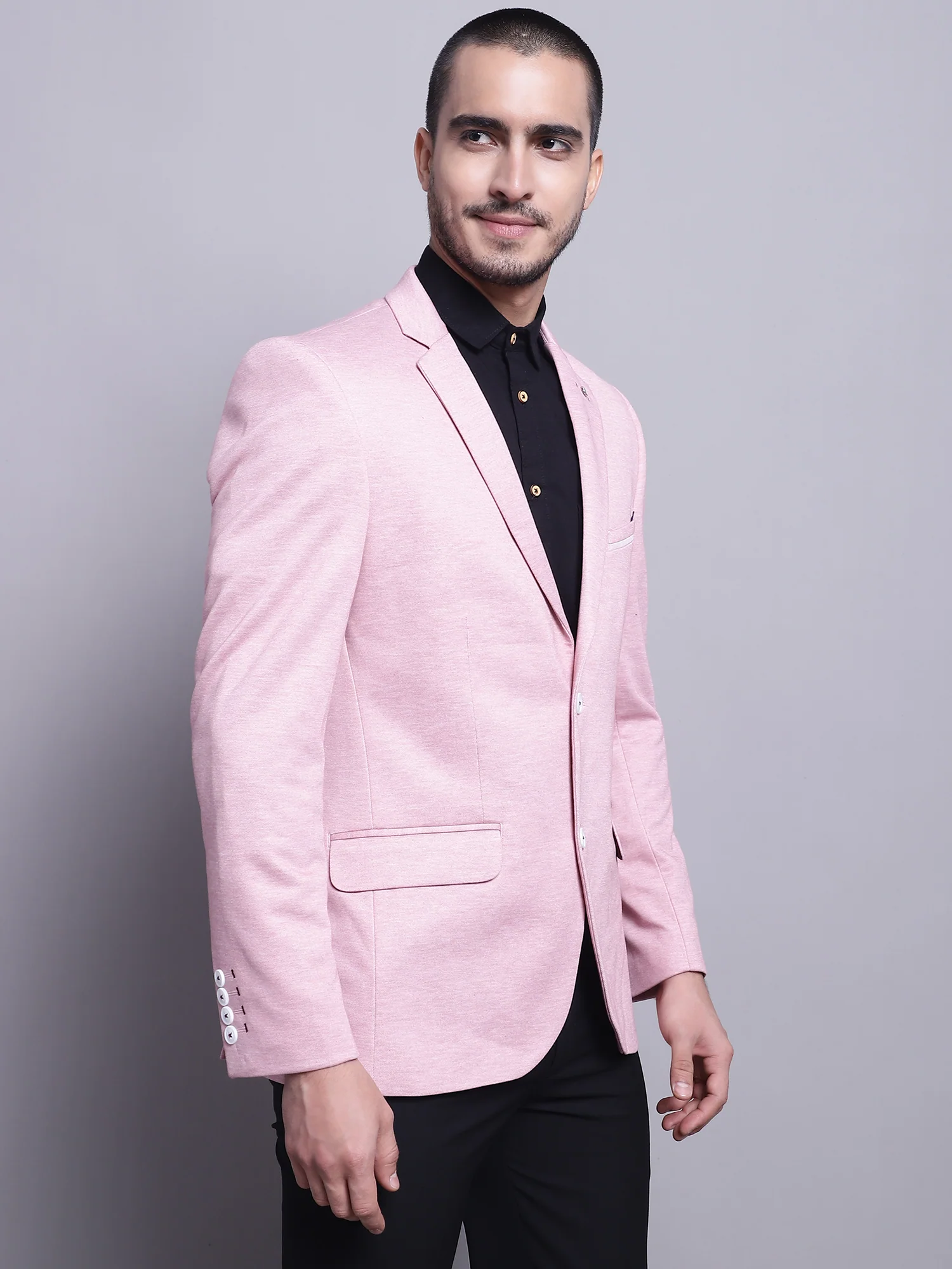 Blazer for Men | Premium Casual Blazer Slim Fit Notched Collar Terry Rayon Fabric Solid Pattern - Image 4