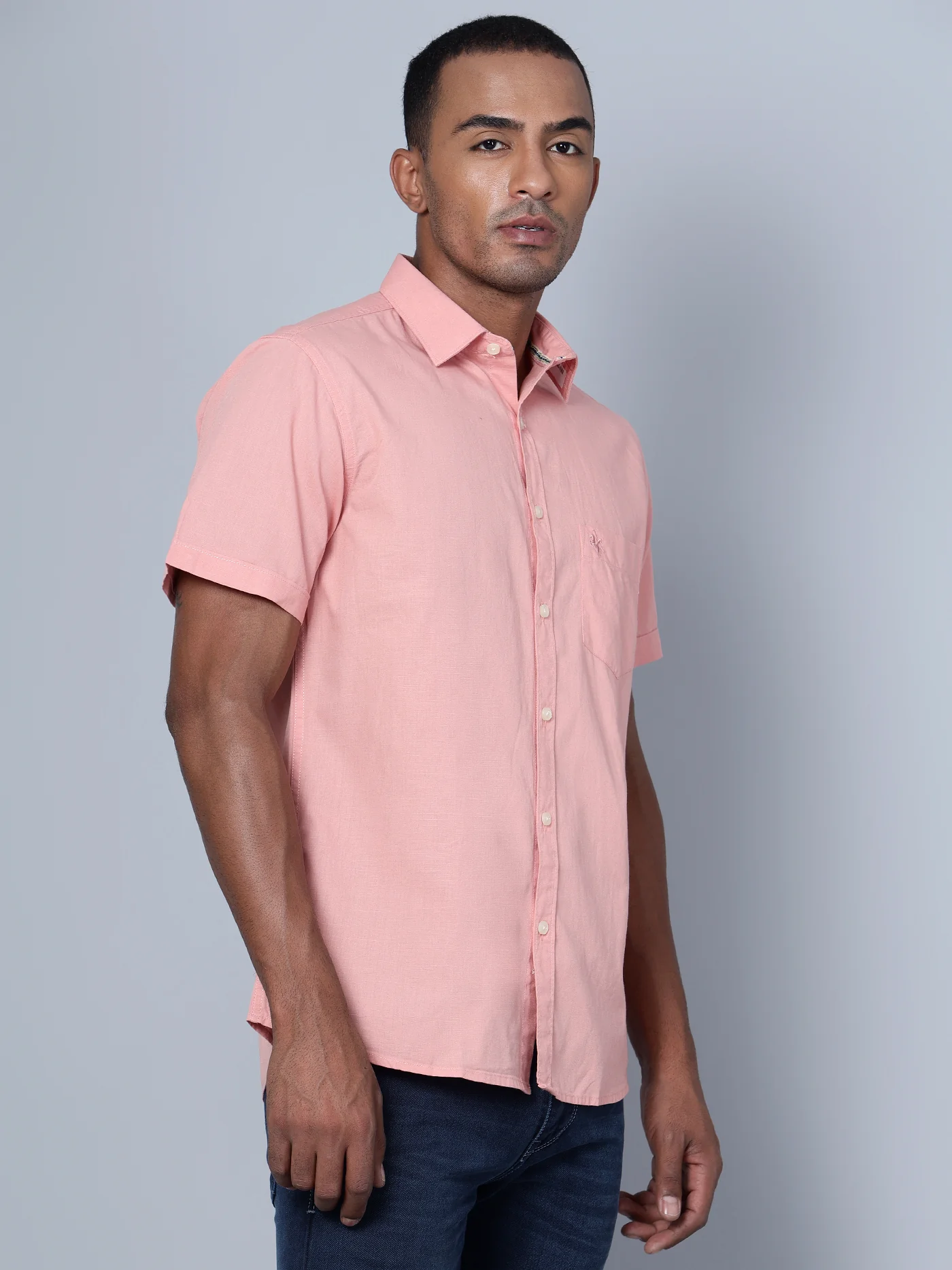 Casual Shirt for Men | Breathable & Soft with Color Fastness Regular Fit Spread Collar Neck Cotton Fabric Solid Pattern - Image 2