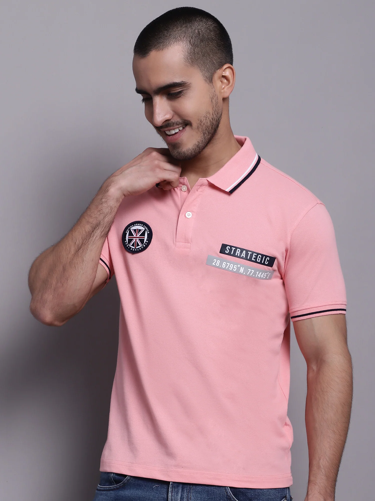 T-Shirt for Men | Breathable & Soft with Color Fastness Regular Fit Polo Neck Poly Cotton Fabric Solid Pattern - Image 2