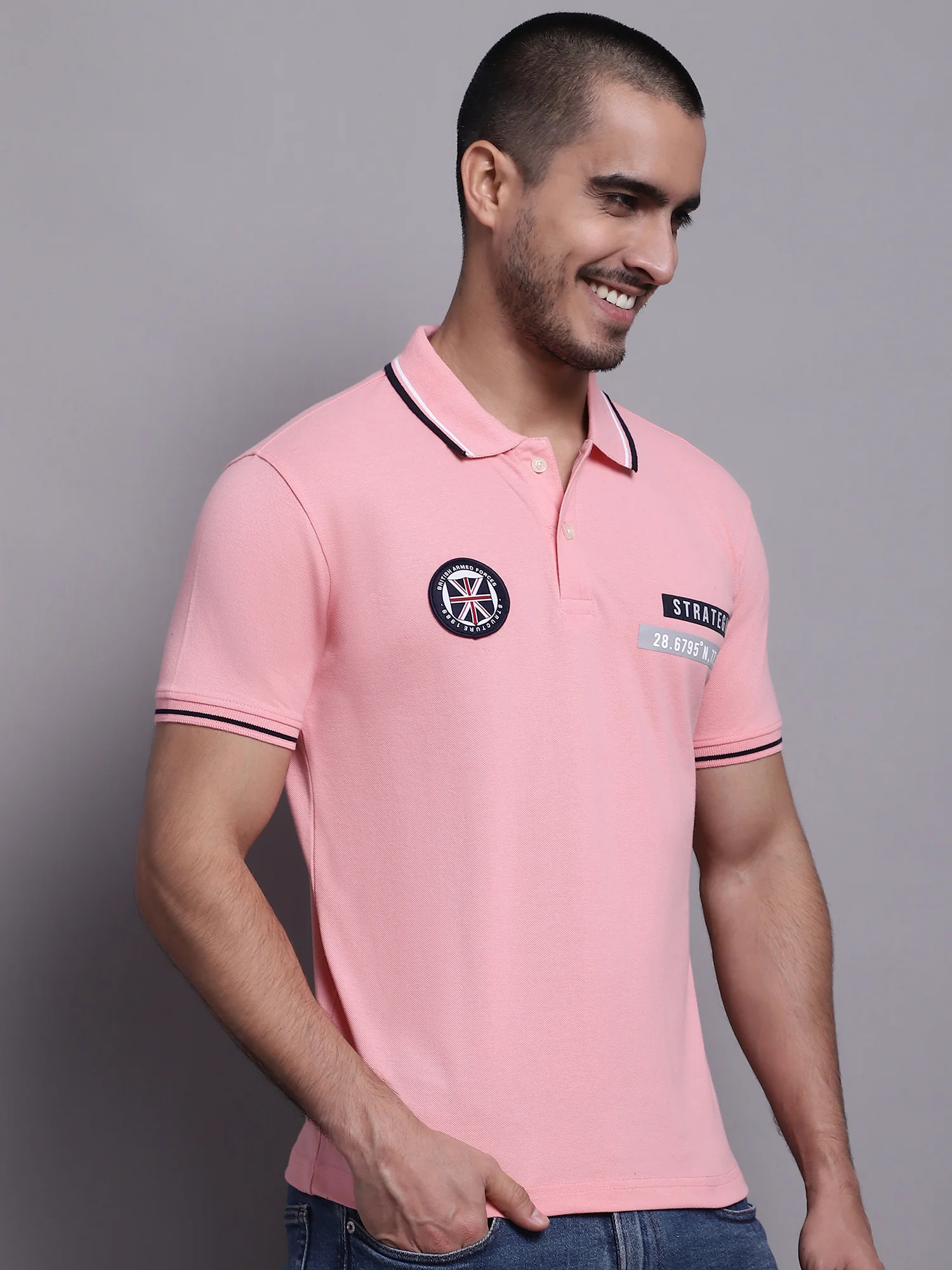 T-Shirt for Men | Breathable & Soft with Color Fastness Regular Fit Polo Neck Poly Cotton Fabric Solid Pattern - Image 3