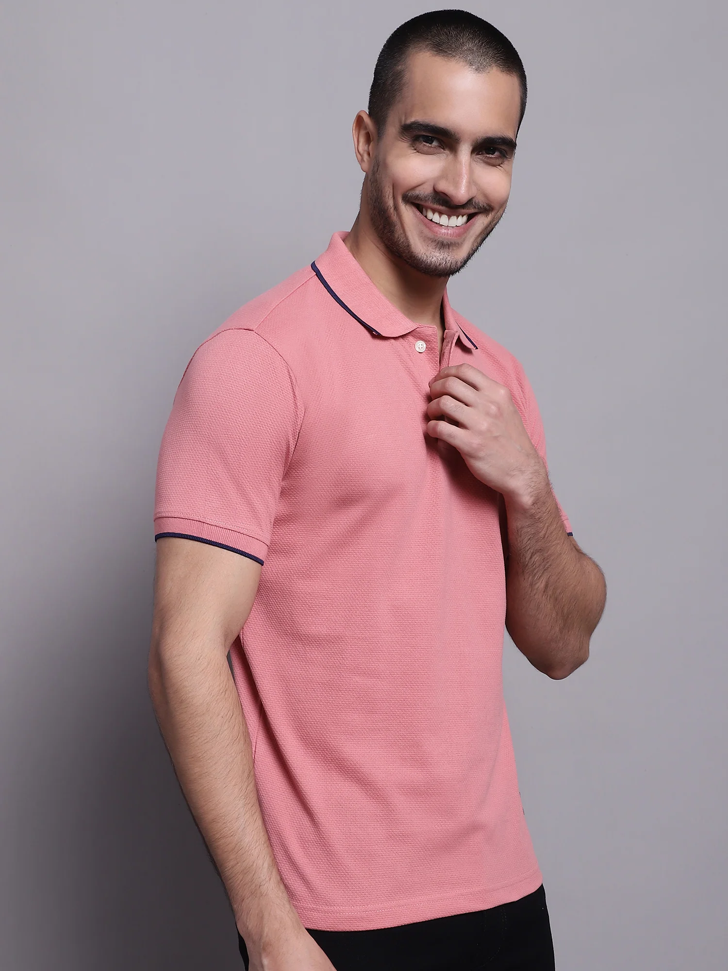 T-Shirt for Men | Breathable & Soft with Color Fastness Regular Fit Polo Neck Cotton Fabric Solid Pattern - Image 3