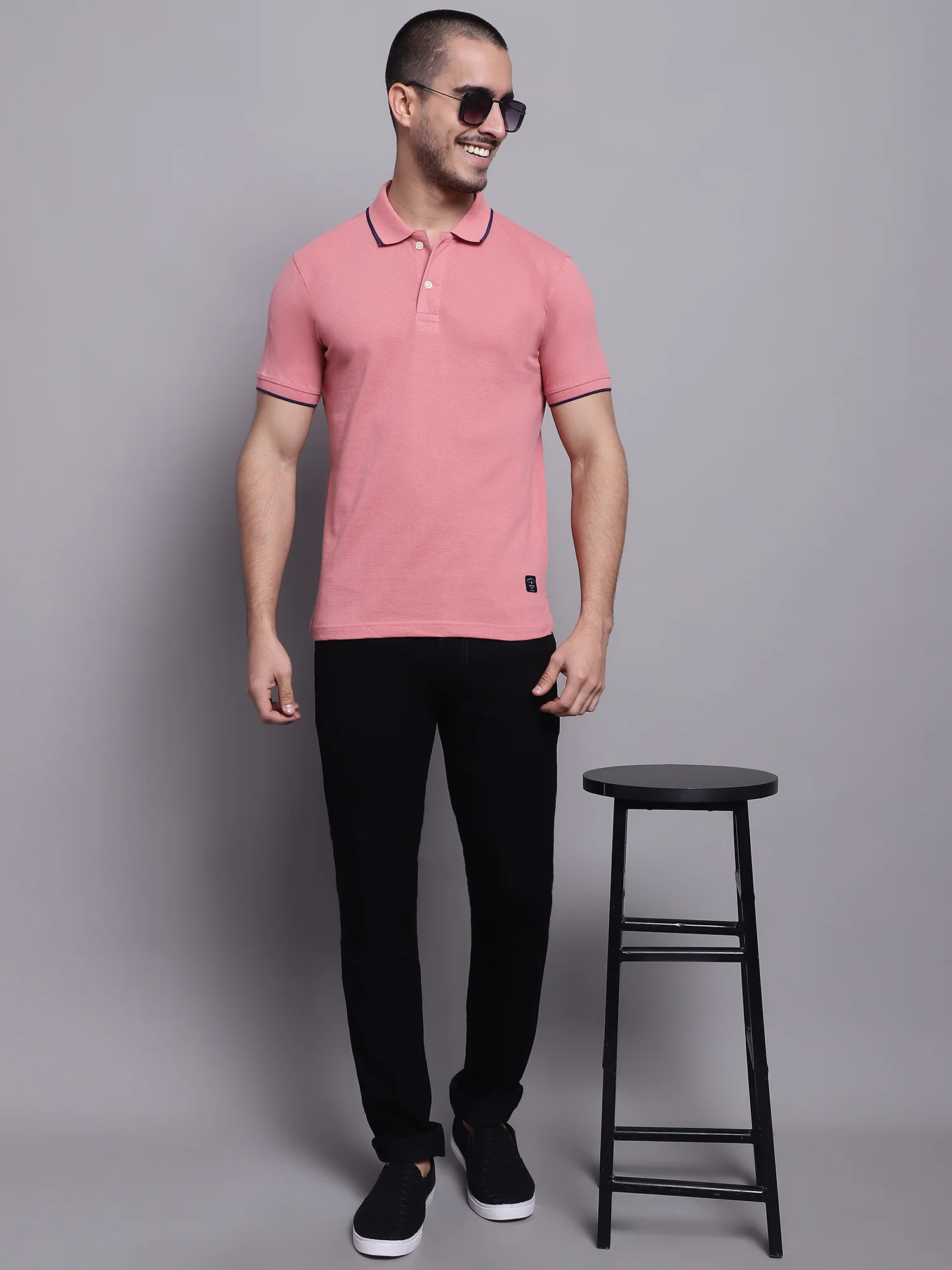 T-Shirt for Men | Breathable & Soft with Color Fastness Regular Fit Polo Neck Cotton Fabric Solid Pattern - Image 4