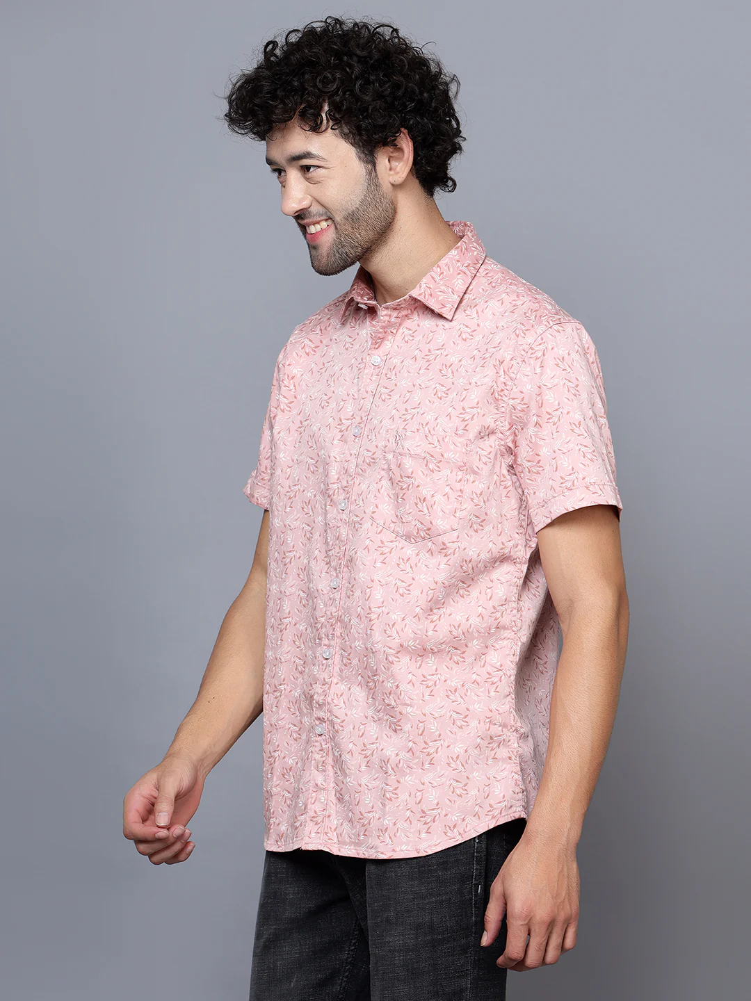 Casual Shirt for Men | Breathable & Soft with Color Fastness Regular Fit Spread Collar Neck Cotton Blend Fabric Printed Pattern - Image 3