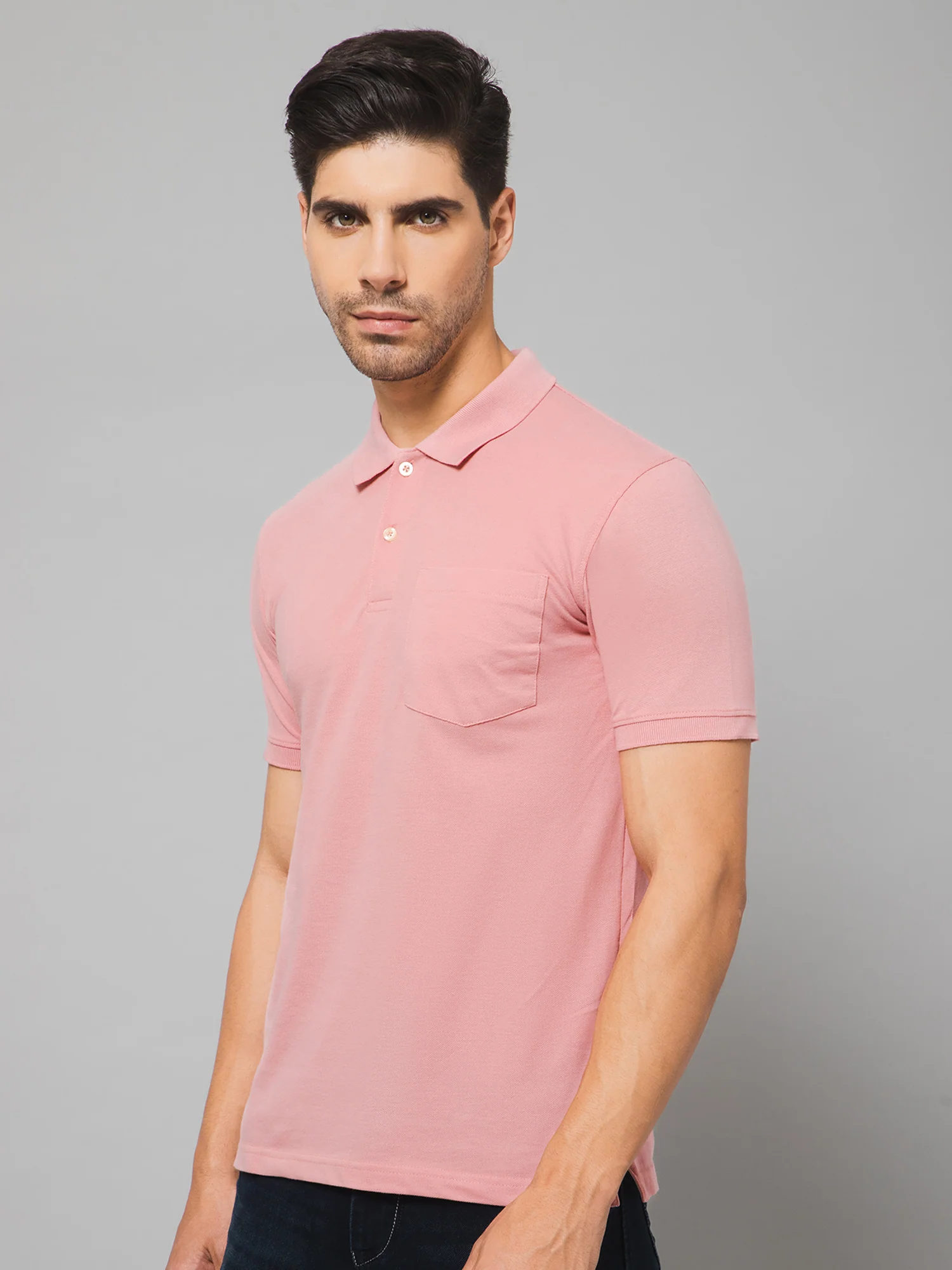 T-Shirt for Men | Breathable & Soft with Color Fastness Regular Fit Polo Neck Poly Cotton Fabric Solid Pattern - Image 2