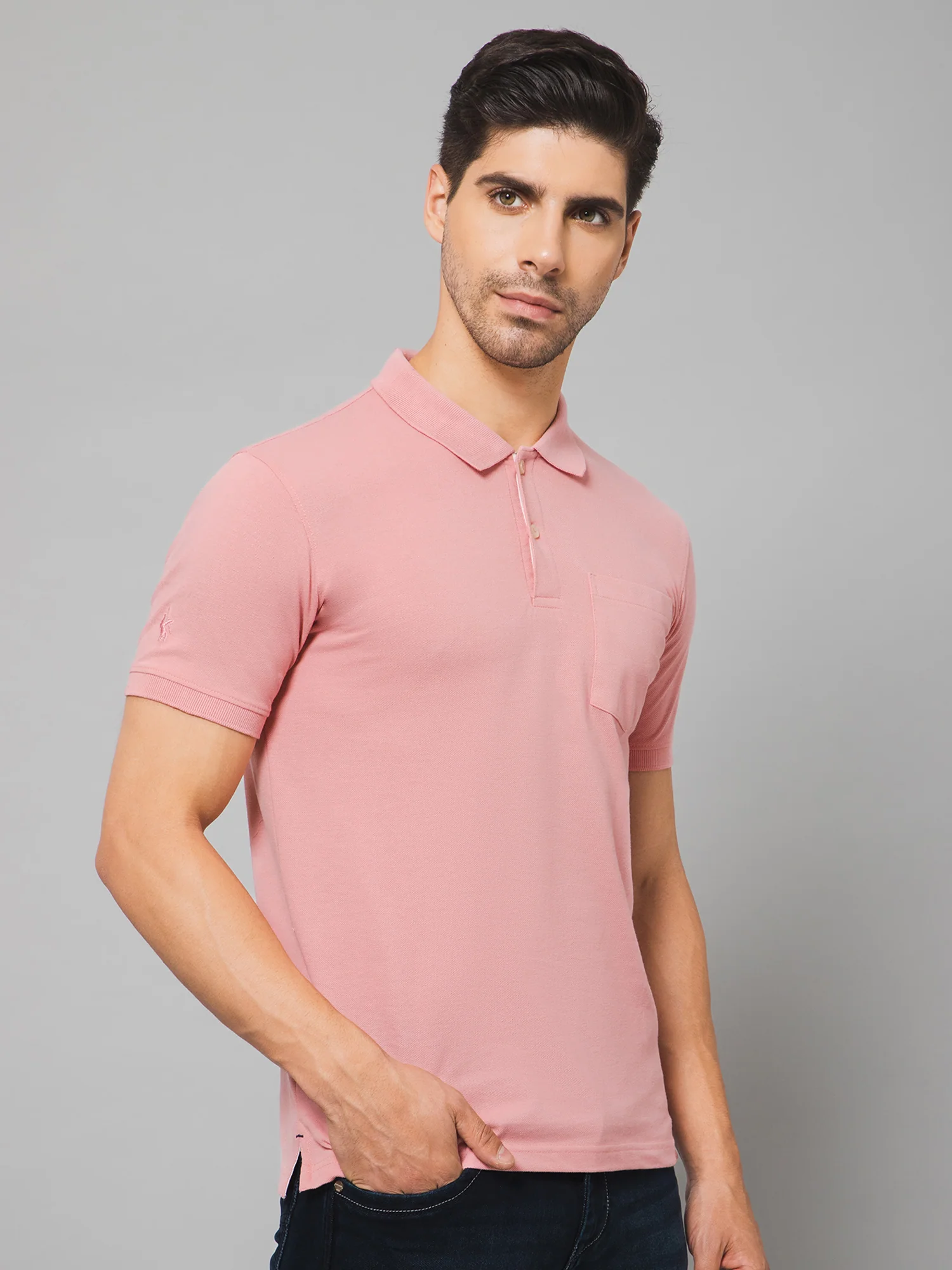 T-Shirt for Men | Breathable & Soft with Color Fastness Regular Fit Polo Neck Poly Cotton Fabric Solid Pattern - Image 3