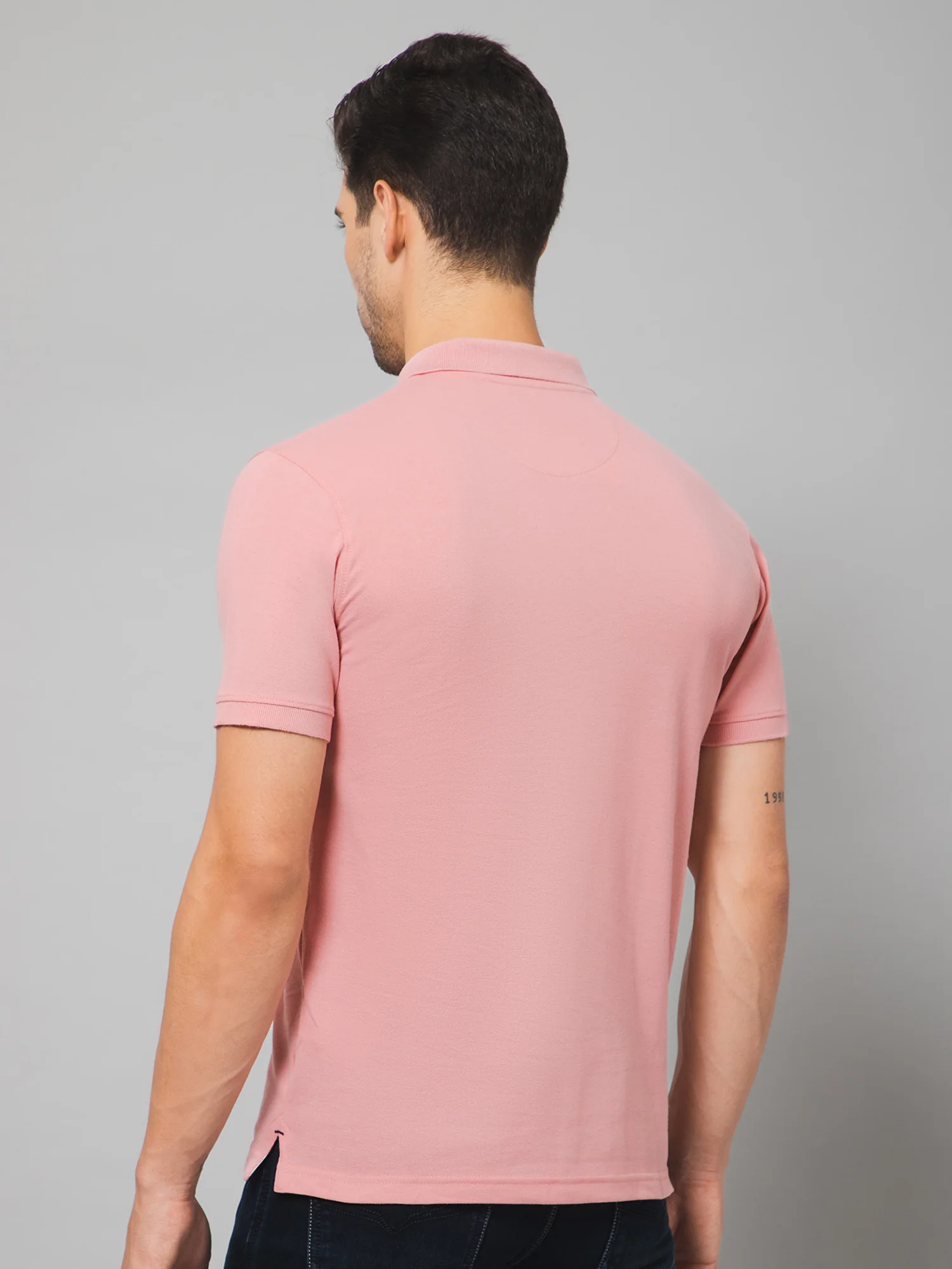 T-Shirt for Men | Breathable & Soft with Color Fastness Regular Fit Polo Neck Poly Cotton Fabric Solid Pattern - Image 4