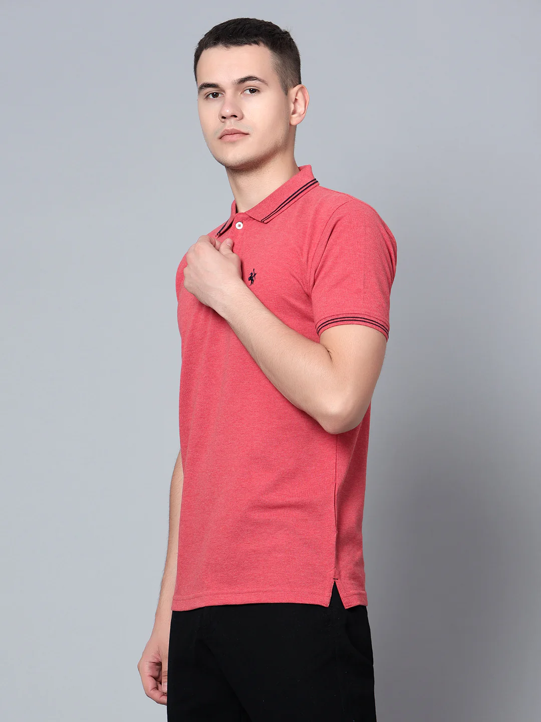 T-Shirt for Men | Breathable & Soft with Color Fastness Regular Fit Polo Neck Poly Cotton Fabric Solid Pattern - Image 3