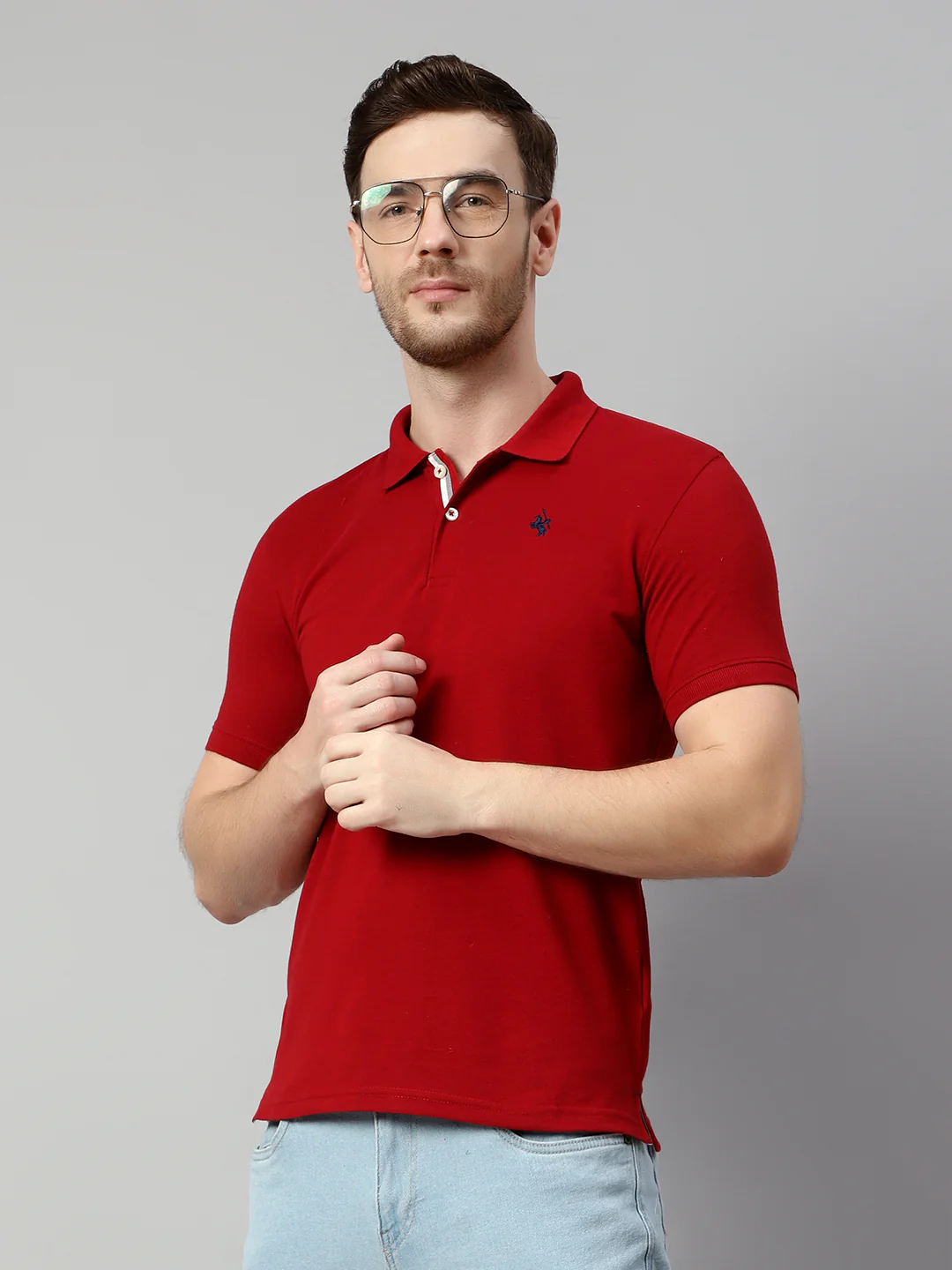 T-Shirt for Men | Breathable & Soft with Color Fastness Regular Fit Polo Neck Poly Cotton Fabric Solid Pattern - Image 2