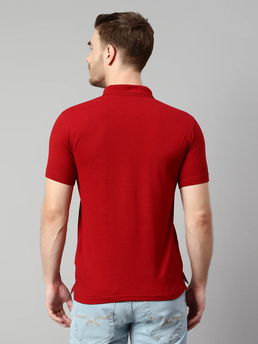 T-Shirt for Men | Breathable & Soft with Color Fastness Regular Fit Polo Neck Poly Cotton Fabric Solid Pattern - Image 3