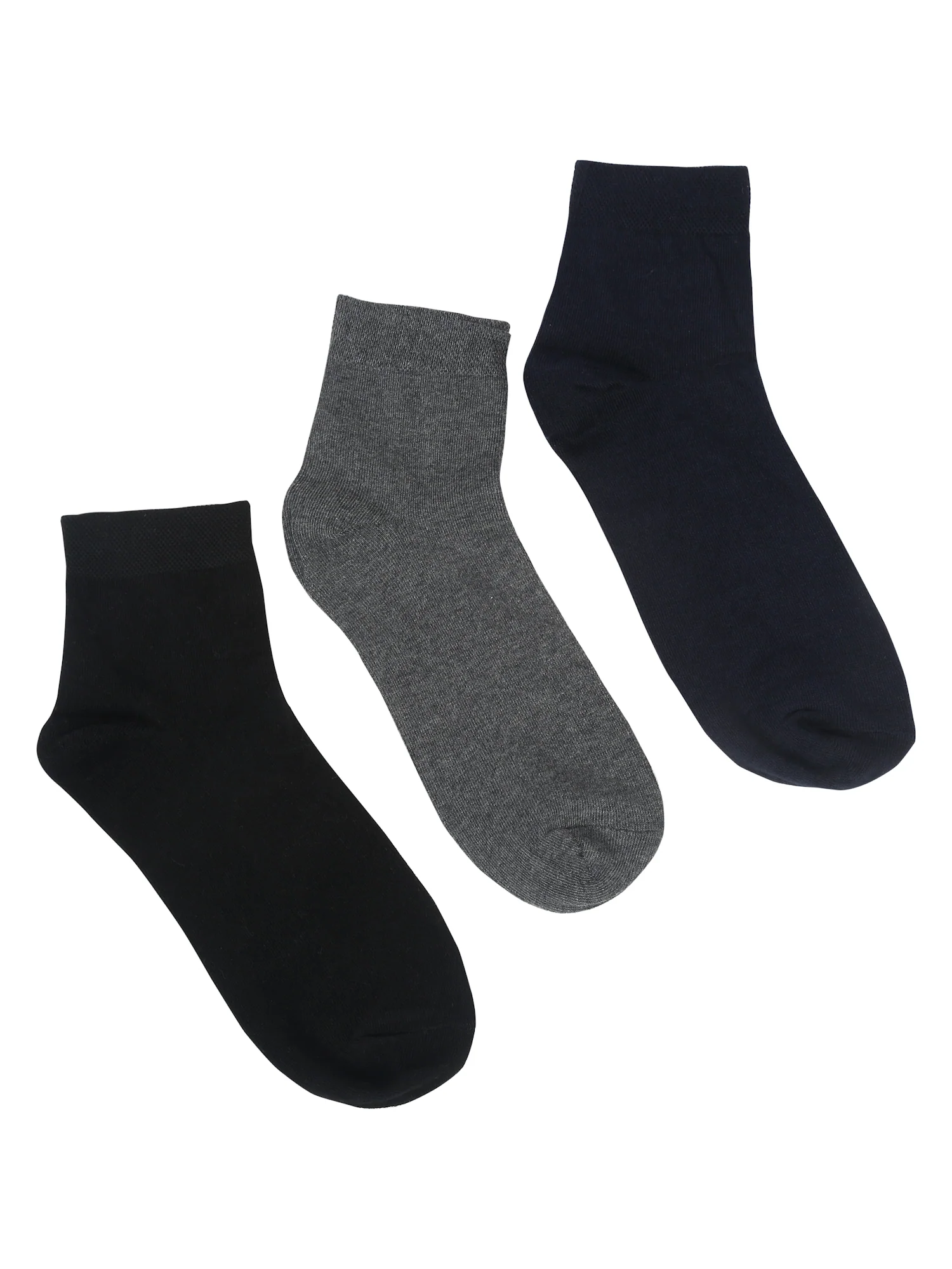 Men's Mix (Navy,Grey,Black) Basic Ankle length Socks -Pack of 3 - Image 2