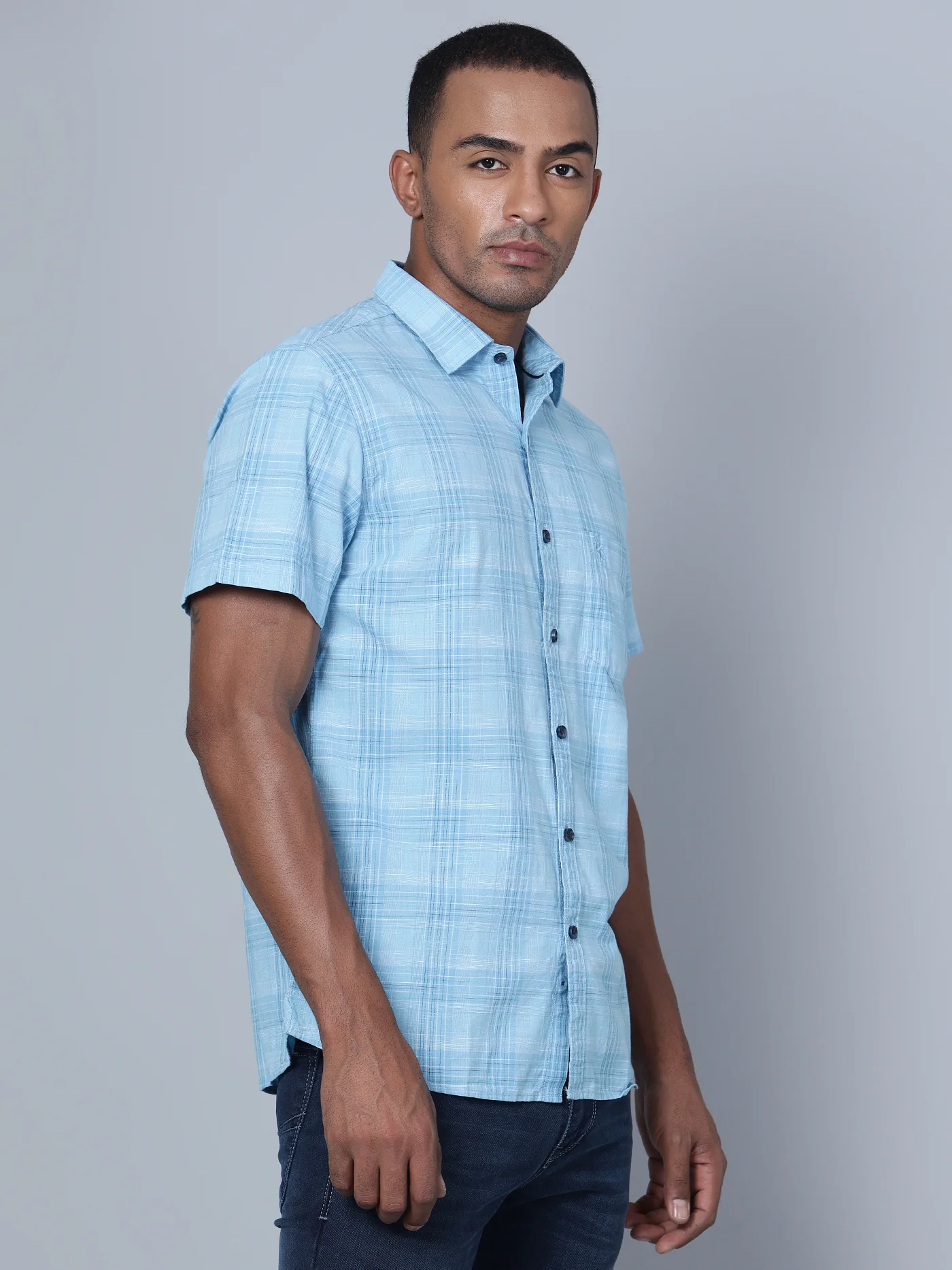 Casual Shirt for Men | Breathable & Soft with Color Fastness Regular Fit Spread Collar Neck Cotton Fabric Checkered Pattern - Image 2