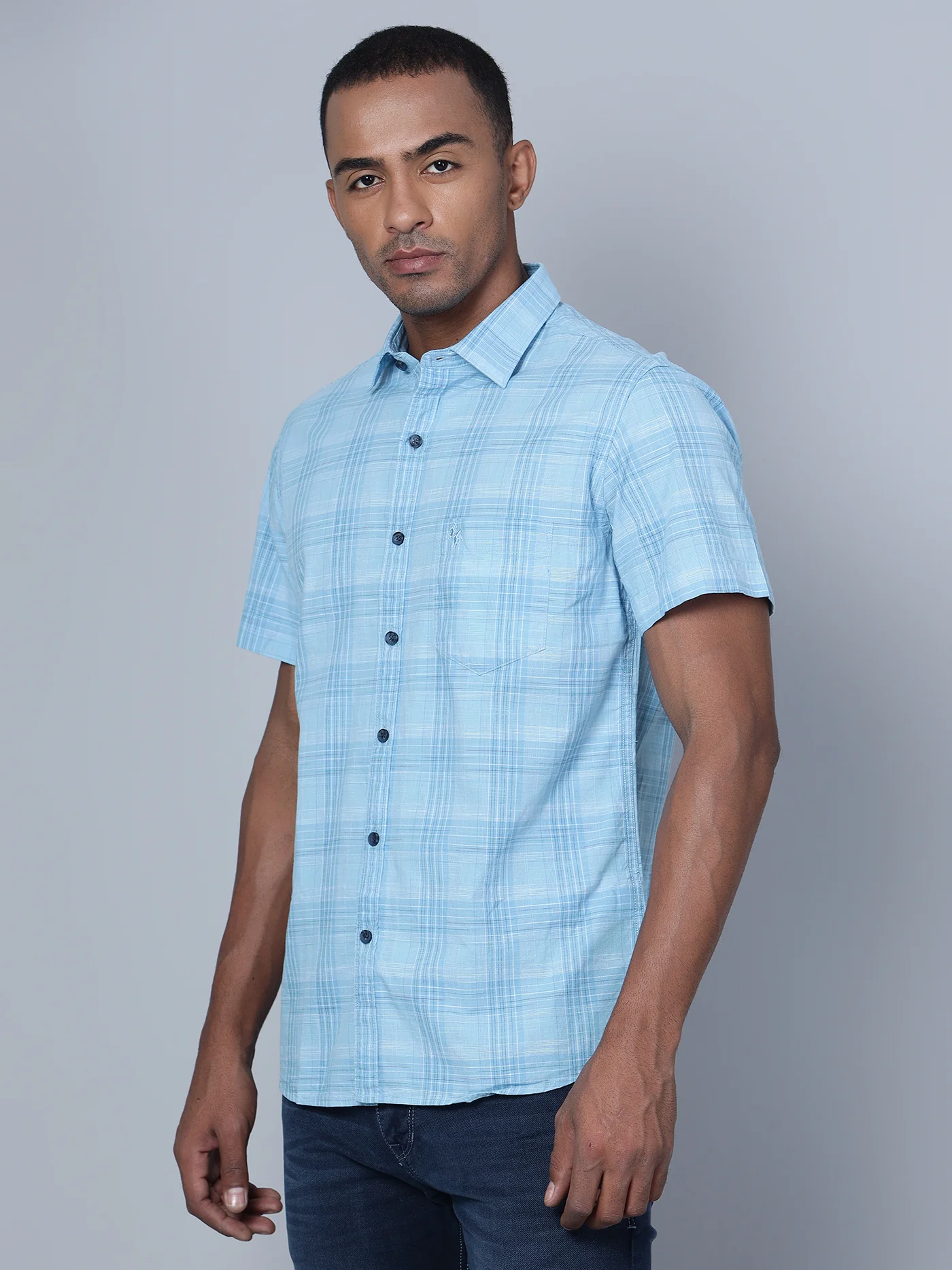 Casual Shirt for Men | Breathable & Soft with Color Fastness Regular Fit Spread Collar Neck Cotton Fabric Checkered Pattern - Image 3