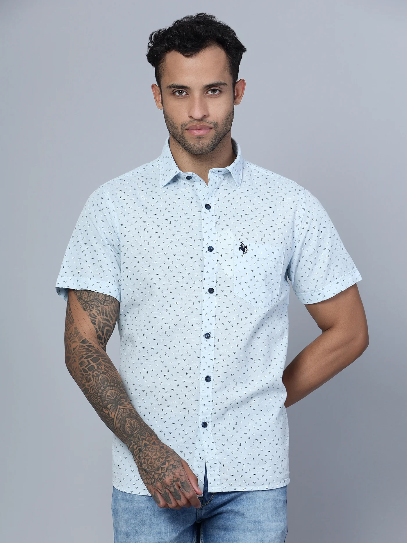 Casual Shirt for Men | Breathable & Soft with Color Fastness Regular Fit Spread Collar Neck Cotton Fabric Printed Pattern - Image 2
