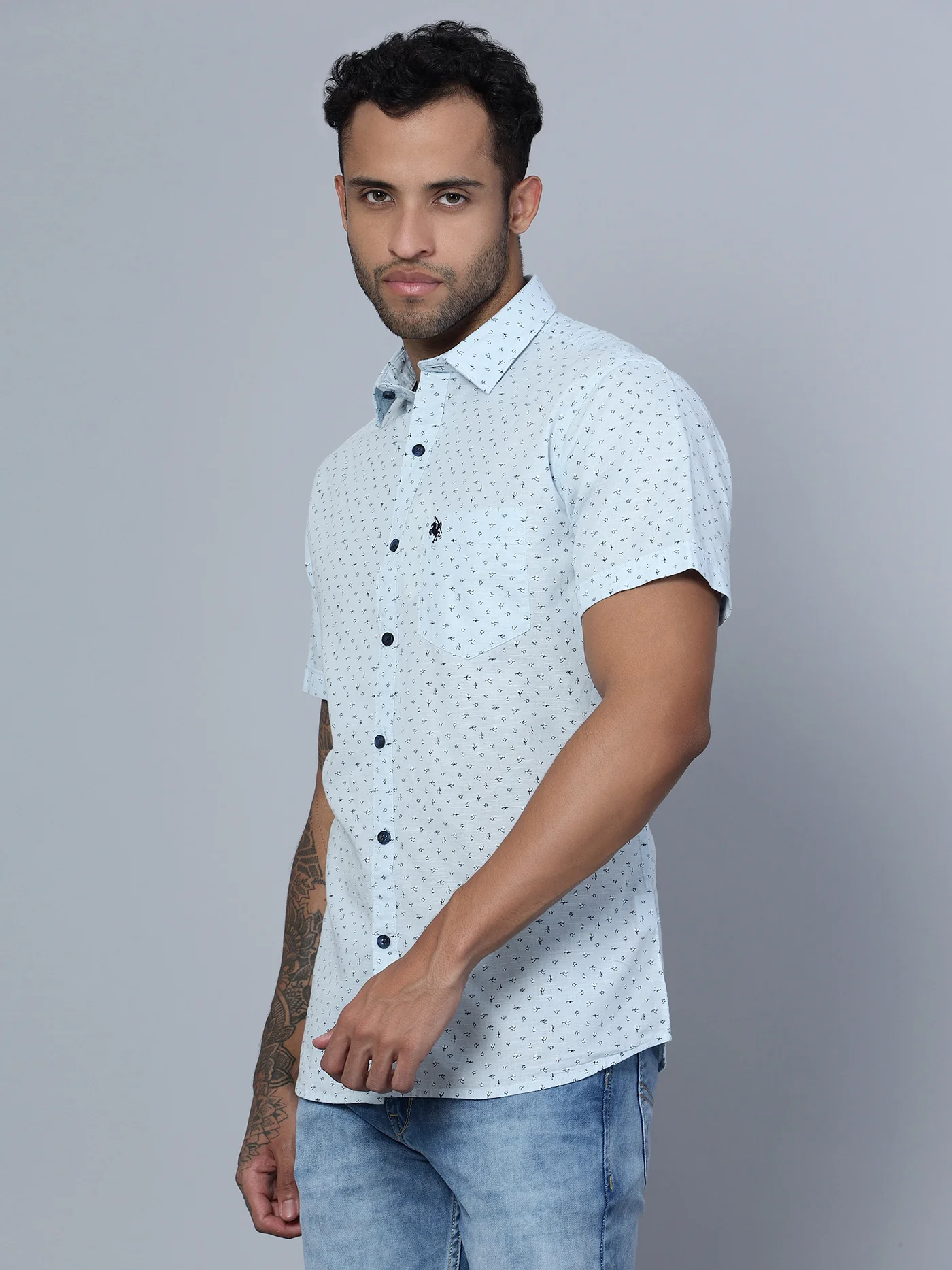 Casual Shirt for Men | Breathable & Soft with Color Fastness Regular Fit Spread Collar Neck Cotton Fabric Printed Pattern - Image 3