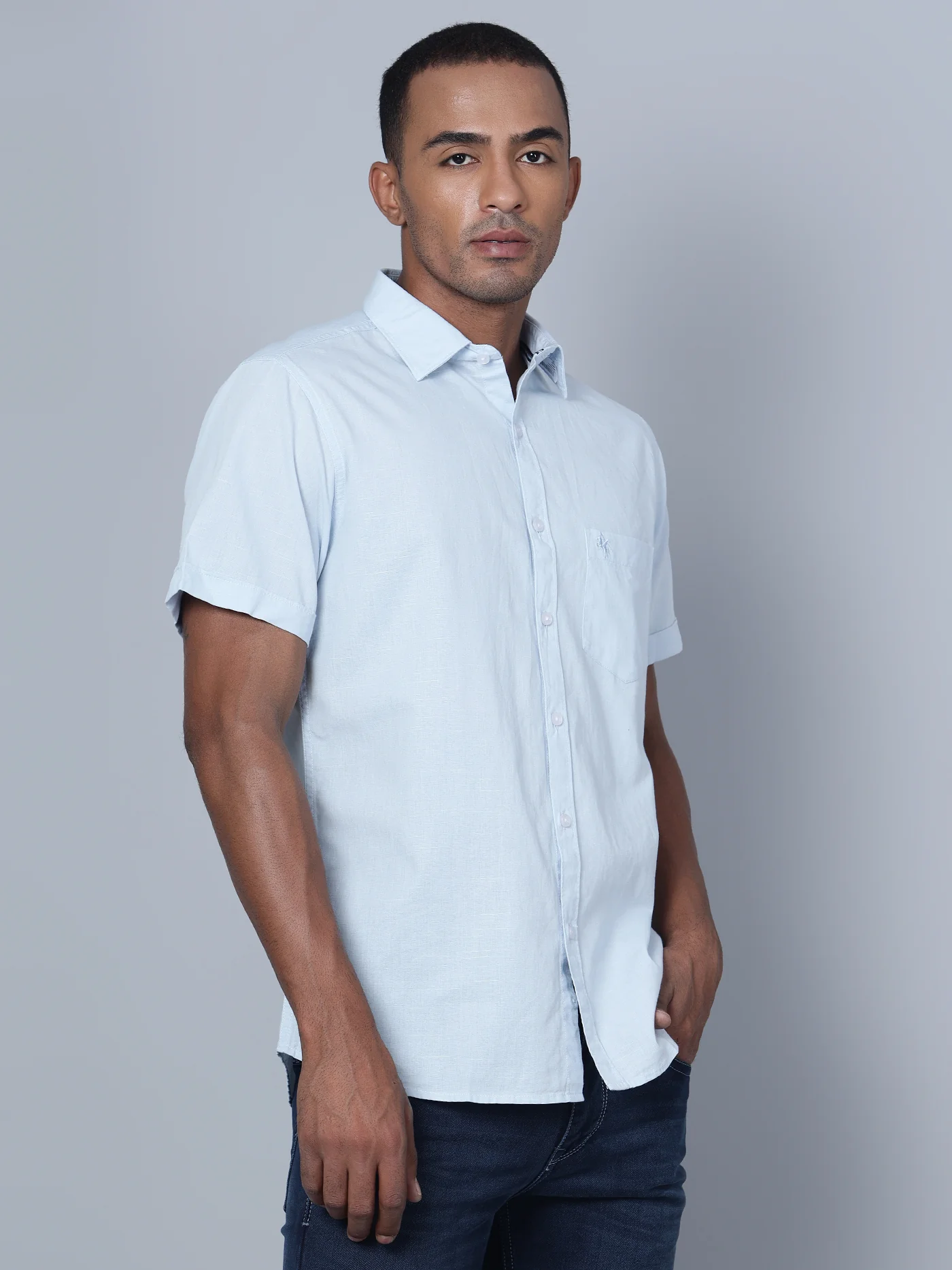 Casual Shirt for Men | Breathable & Soft with Color Fastness Regular Fit Spread Collar Neck Cotton Fabric Solid Pattern - Image 2