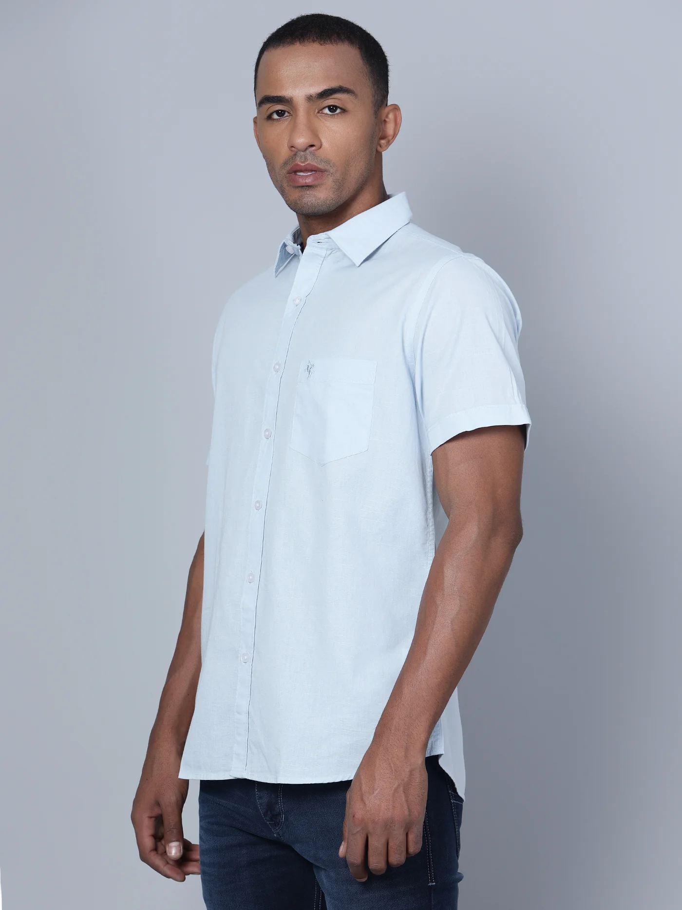 Casual Shirt for Men | Breathable & Soft with Color Fastness Regular Fit Spread Collar Neck Cotton Fabric Solid Pattern - Image 3