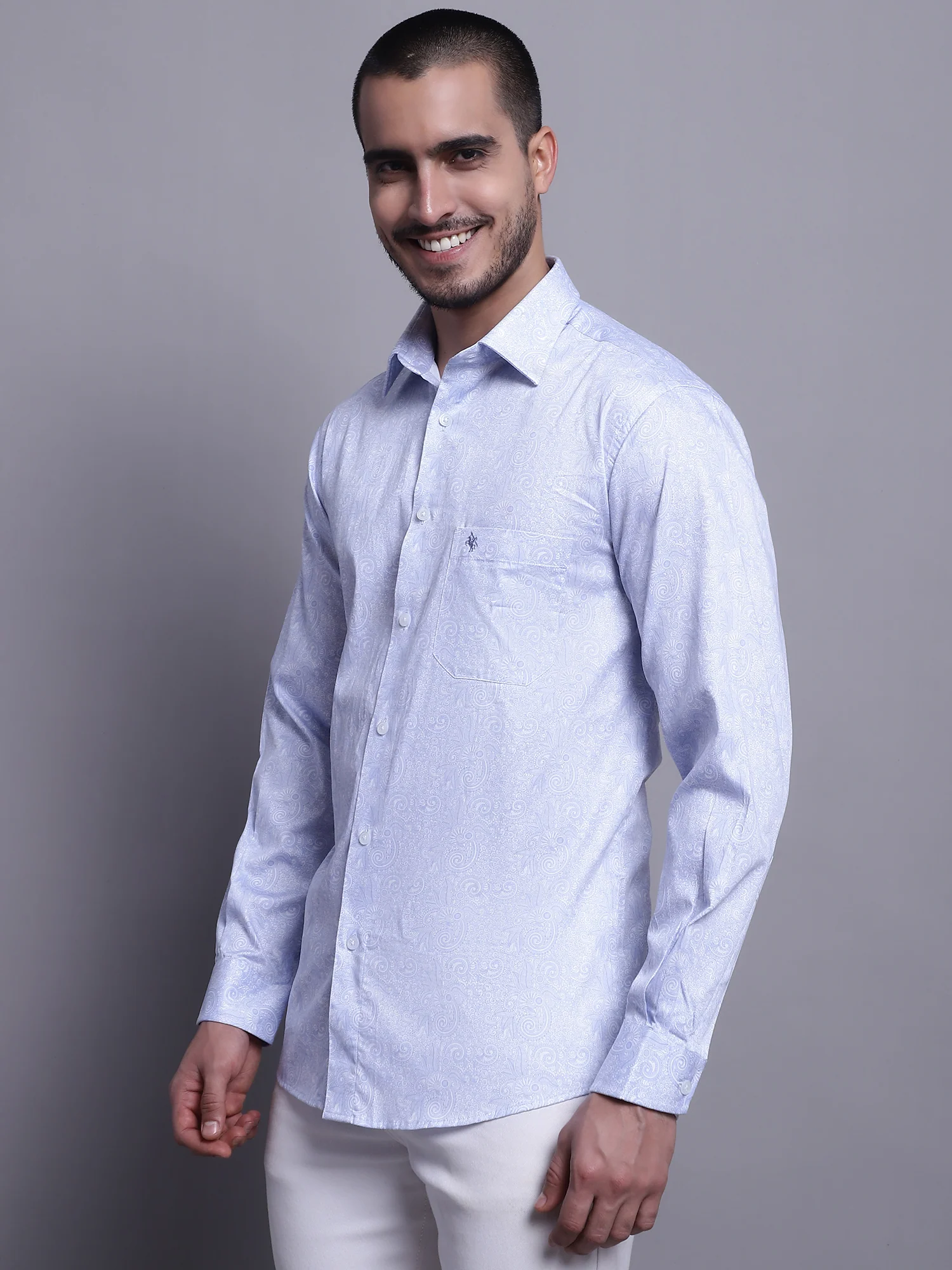 Formal Shirt for Men l Breathable & Soft with Color Fastness Regular Fit Spread Collar Neck Cotton Fabric Printed Pattern - Image 3