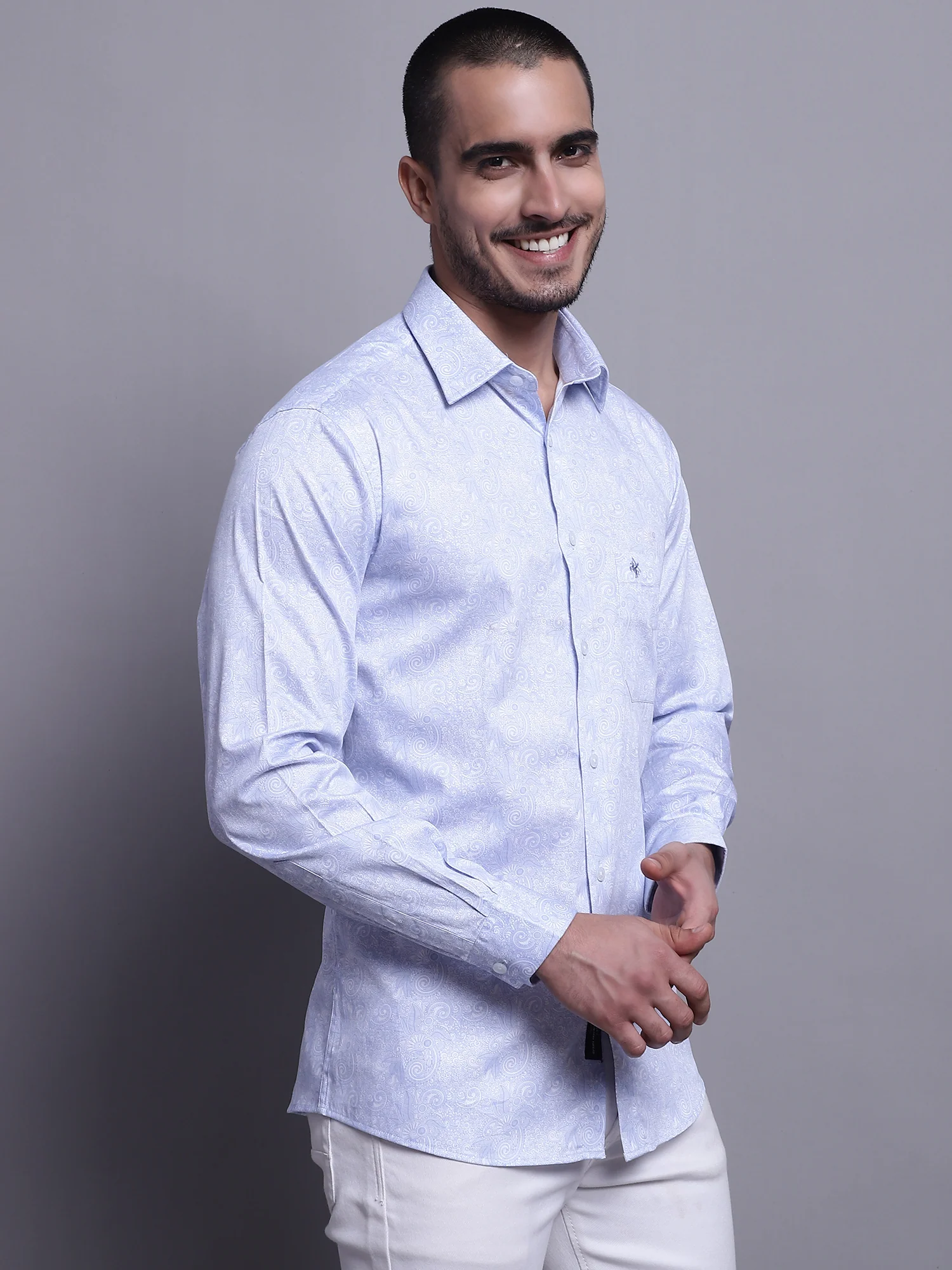 Formal Shirt for Men l Breathable & Soft with Color Fastness Regular Fit Spread Collar Neck Cotton Fabric Printed Pattern - Image 4