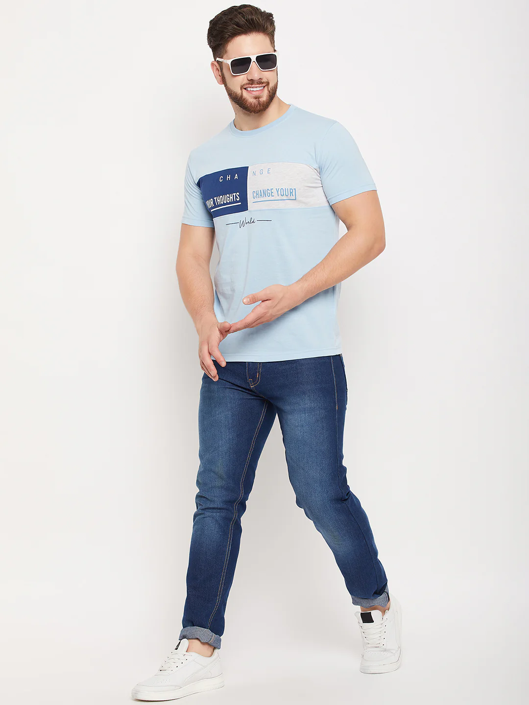 T-Shirt for Men | Breathable & Soft with Color Fastness Regular Fit Round Neck Poly Cotton Fabric Printed Pattern - Image 2