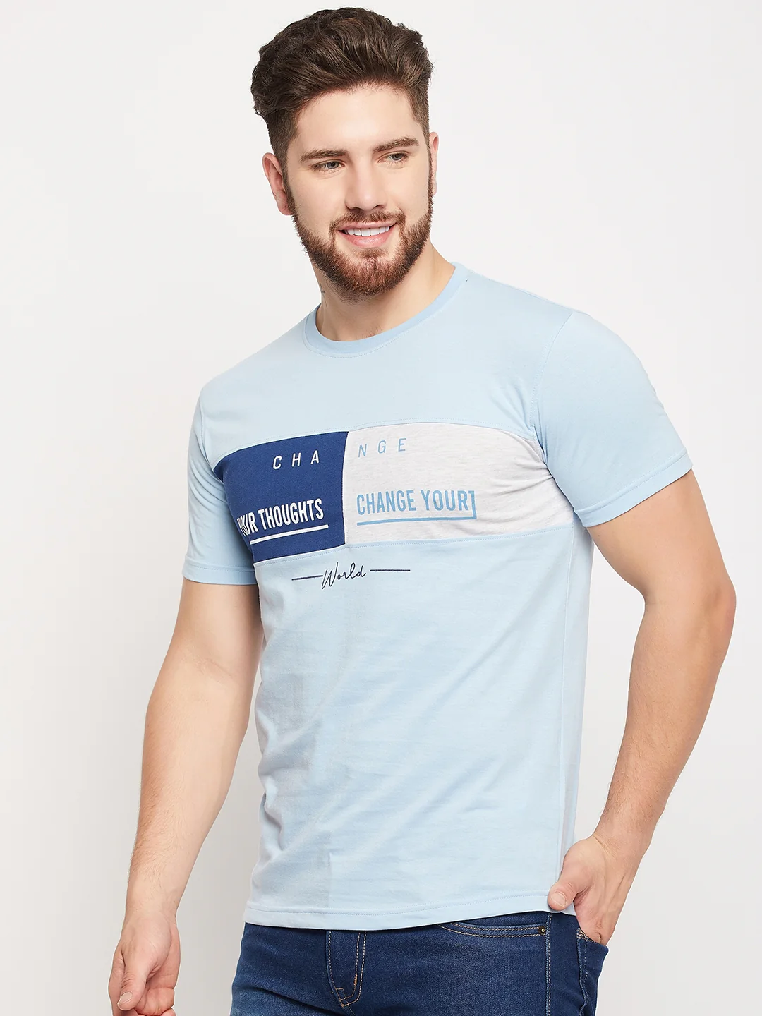 T-Shirt for Men | Breathable & Soft with Color Fastness Regular Fit Round Neck Poly Cotton Fabric Printed Pattern - Image 3