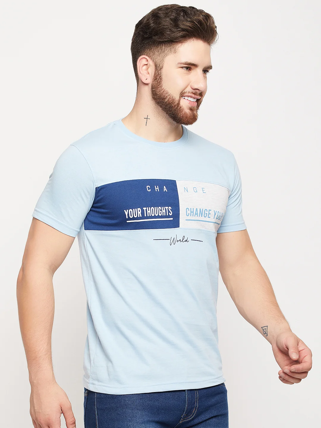 T-Shirt for Men | Breathable & Soft with Color Fastness Regular Fit Round Neck Poly Cotton Fabric Printed Pattern - Image 4