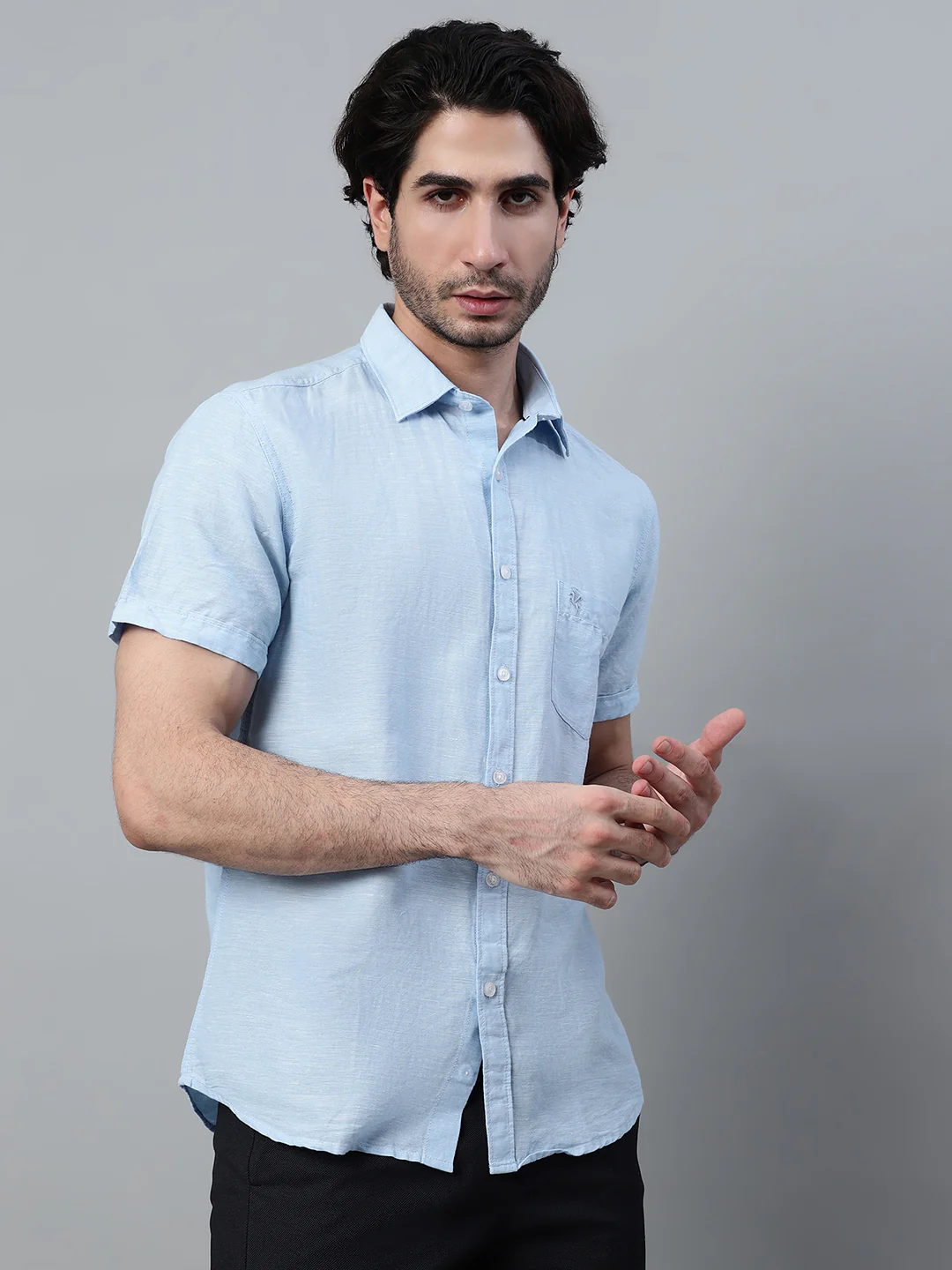 Casual Shirt for Men | Breathable & Soft with Color Fastness Regular Fit Spread Collar Neck Cotton Fabric Solid Pattern - Image 3