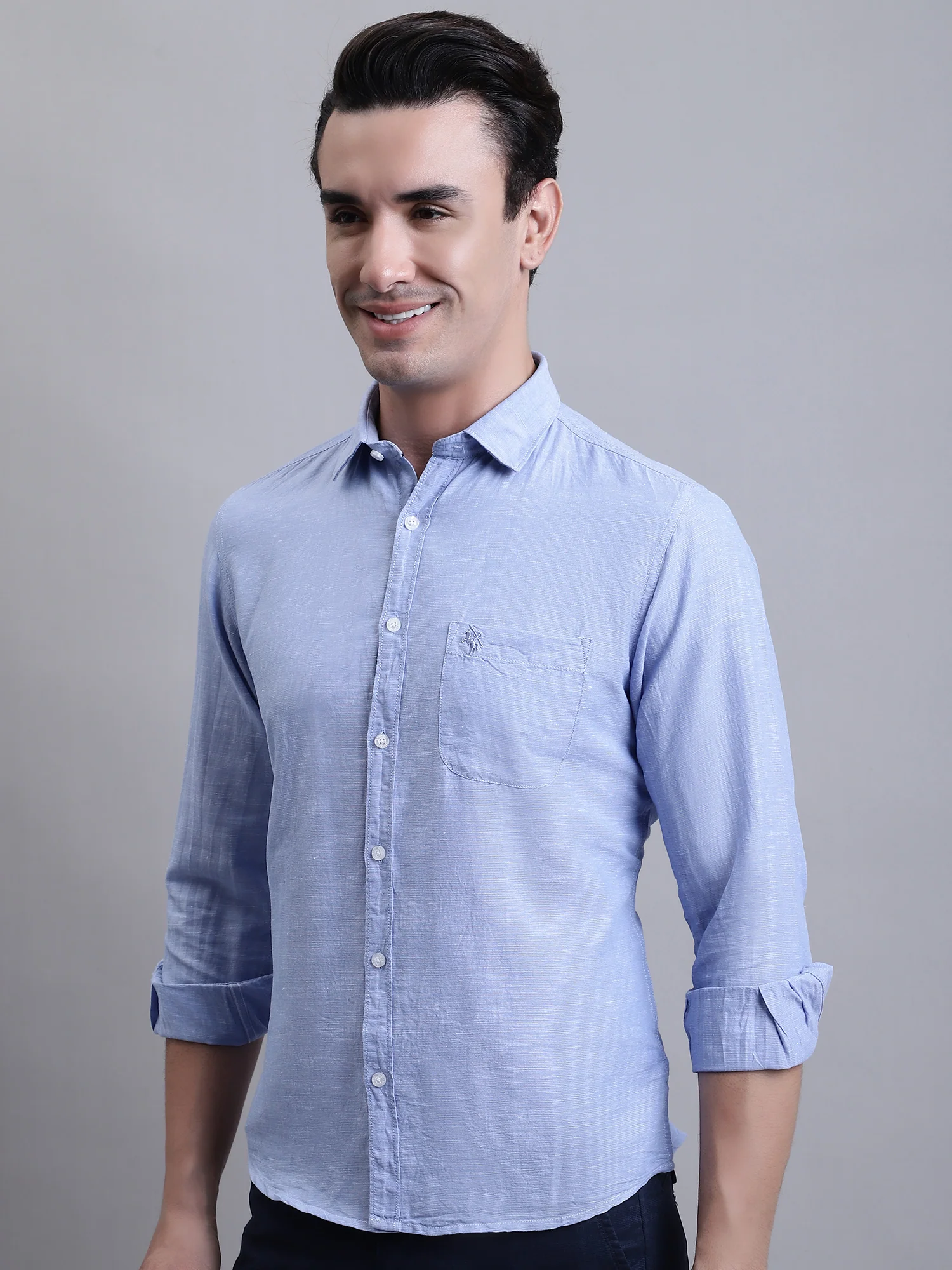 Casual Shirt for Men | Breathable & Soft with Color Fastness Regular Fit Spread Collar Neck Linen Fabric Solid Pattern - Image 2
