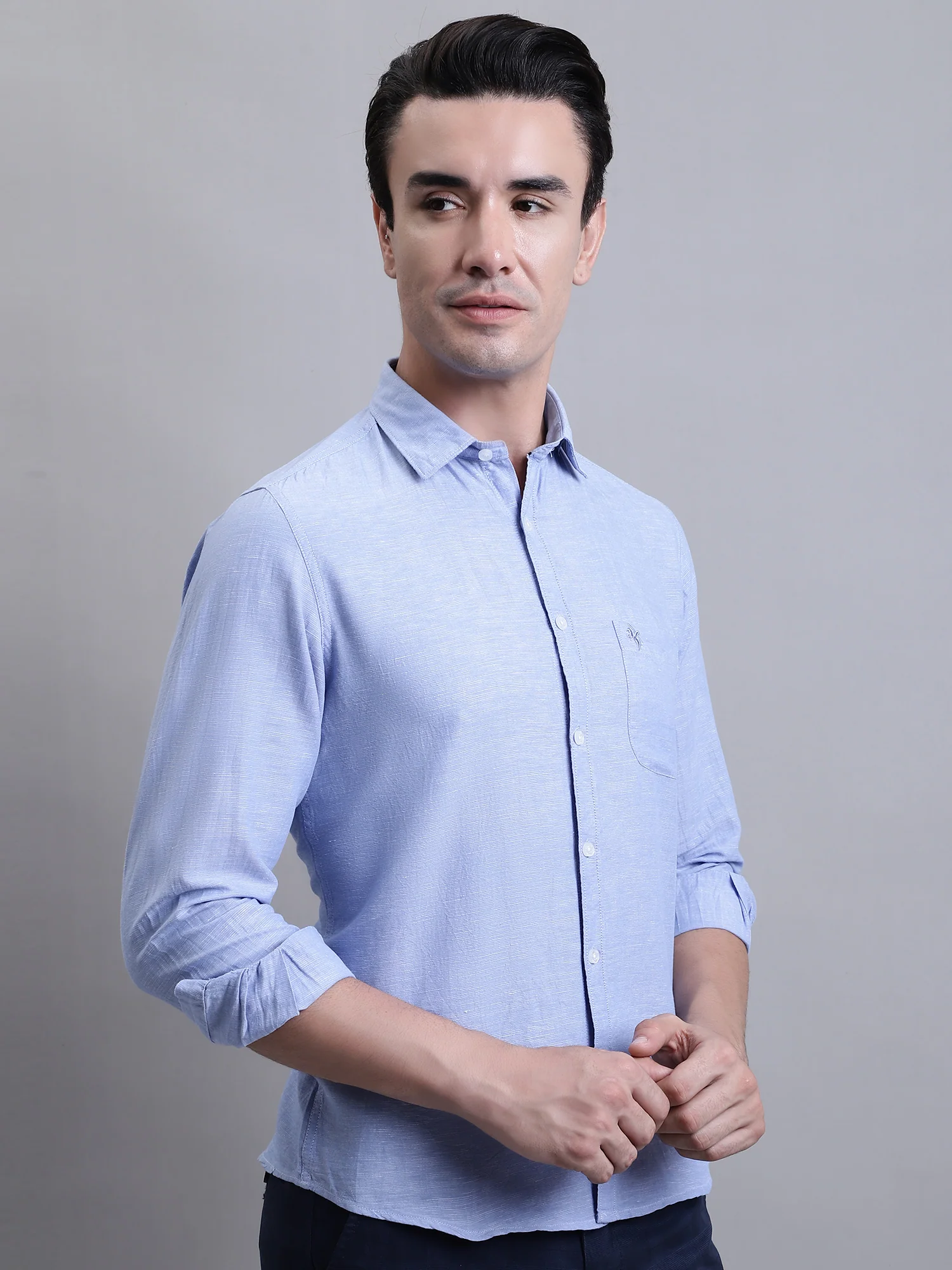 Casual Shirt for Men | Breathable & Soft with Color Fastness Regular Fit Spread Collar Neck Linen Fabric Solid Pattern - Image 3