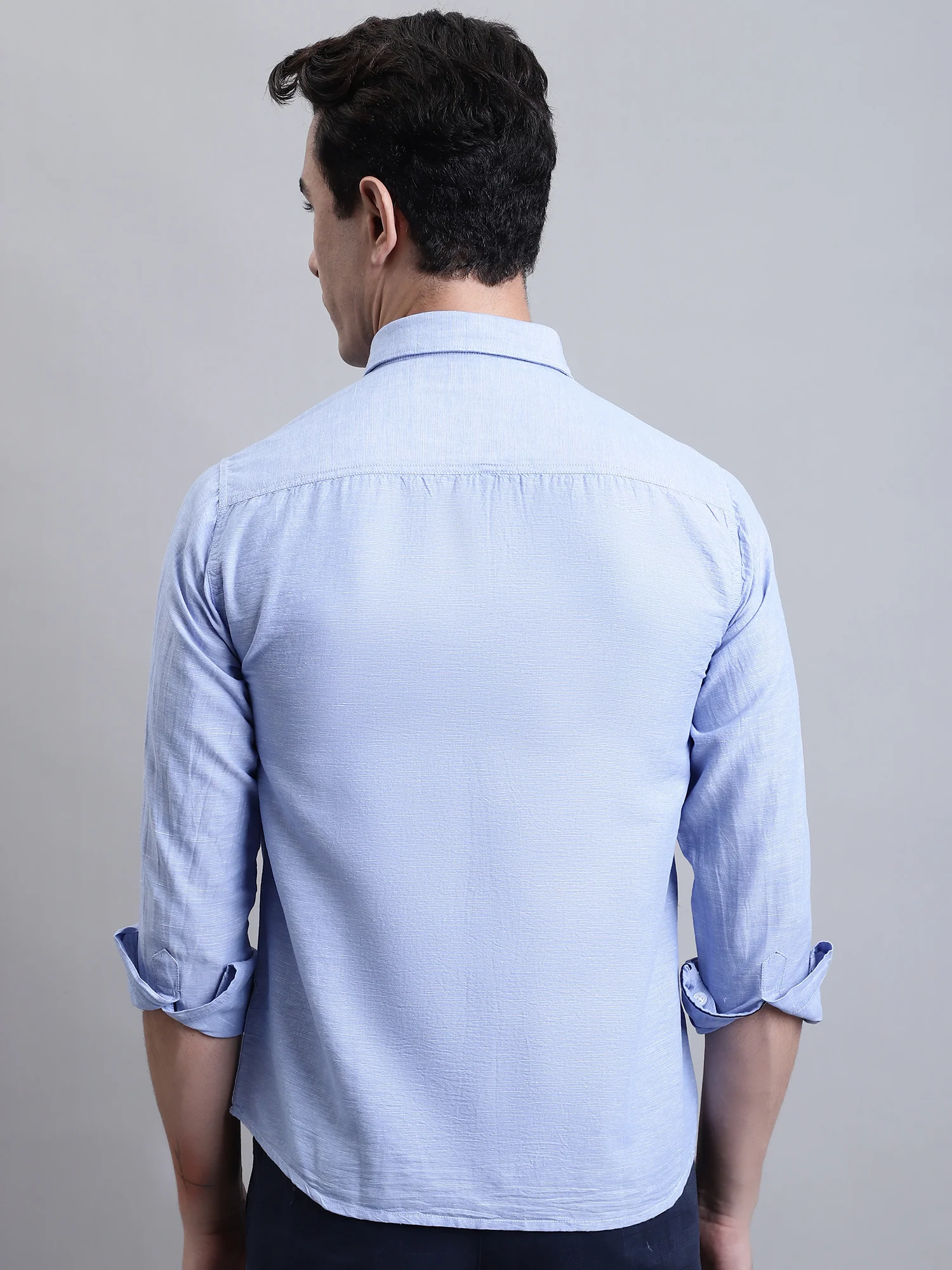 Casual Shirt for Men | Breathable & Soft with Color Fastness Regular Fit Spread Collar Neck Linen Fabric Solid Pattern - Image 4