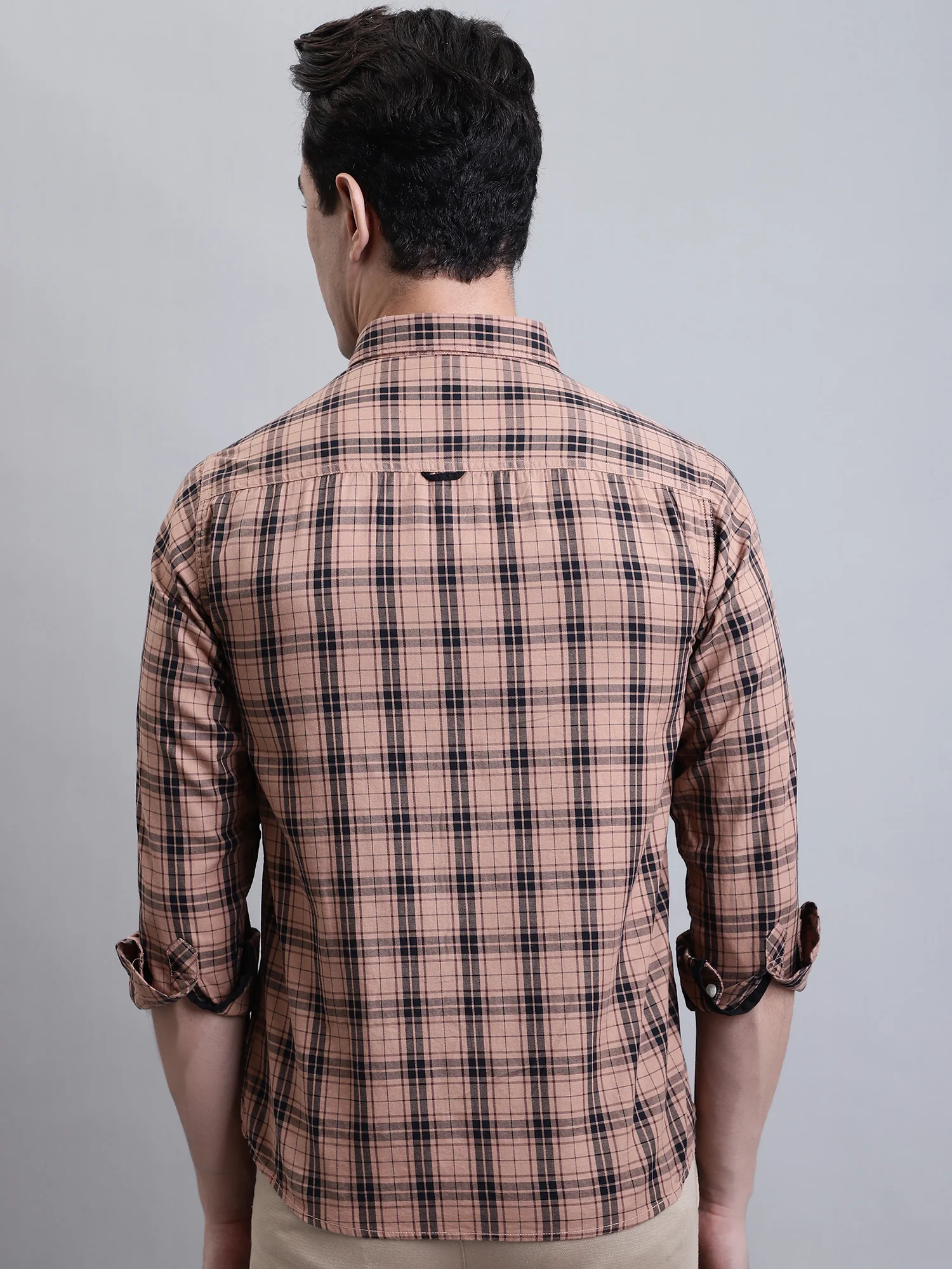 Casual Shirt for Men | Breathable & Soft with Color Fastness Regular Fit Spread Collar Neck Cotton Fabric Checkered Pattern - Image 4