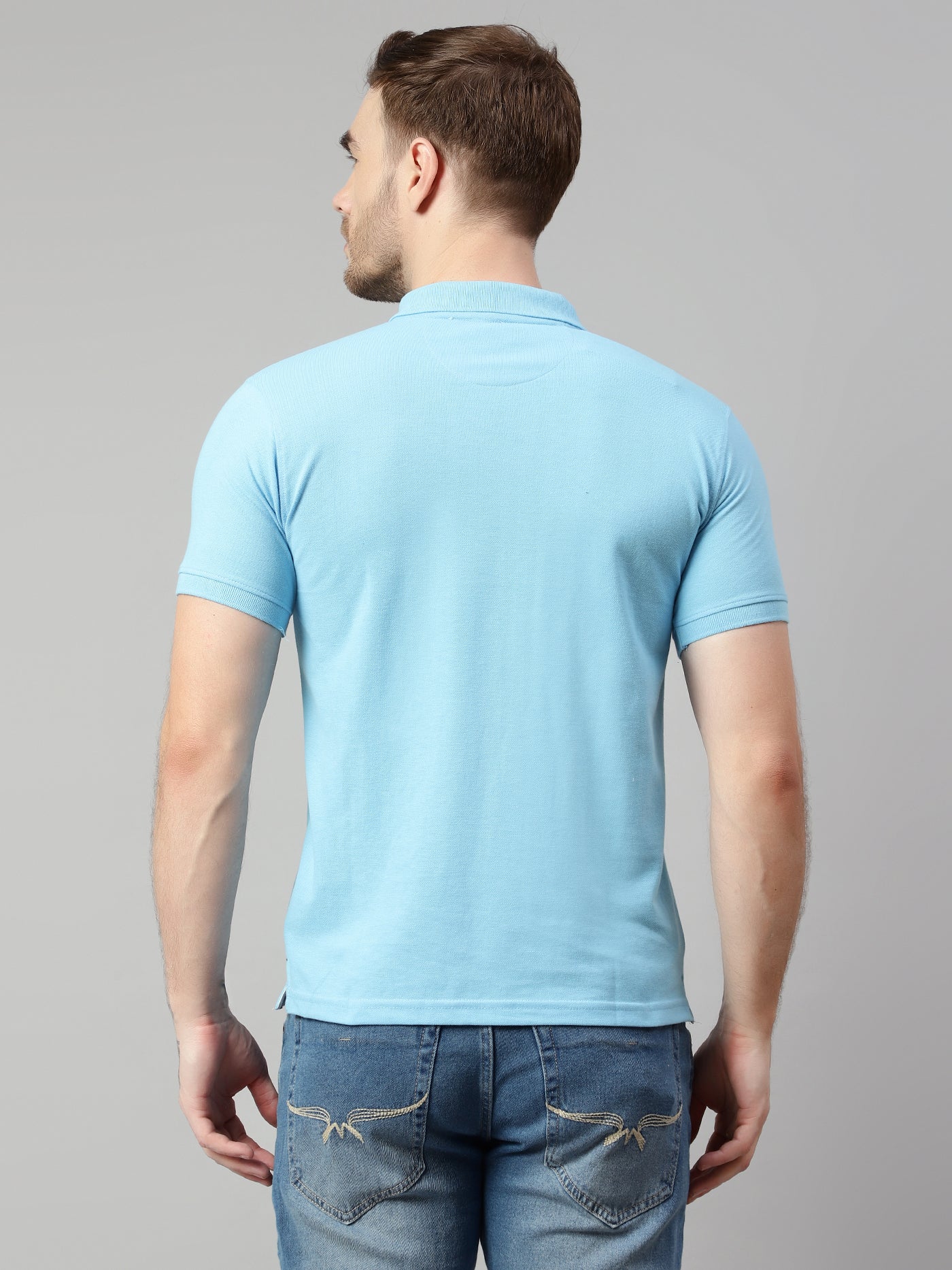 T-Shirt for Men | Breathable & Soft with Color Fastness Regular Fit Polo Neck Poly Cotton Fabric Solid Pattern - Image 2