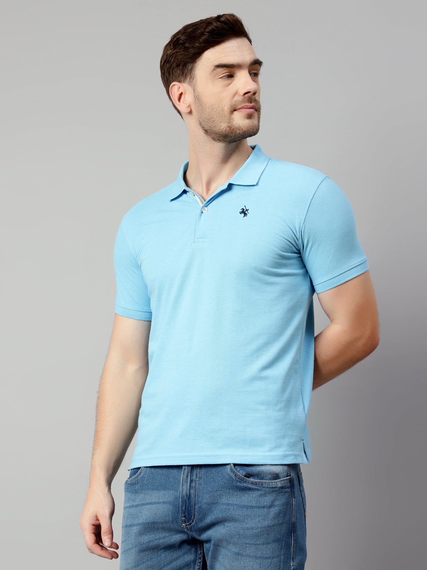 T-Shirt for Men | Breathable & Soft with Color Fastness Regular Fit Polo Neck Poly Cotton Fabric Solid Pattern - Image 3