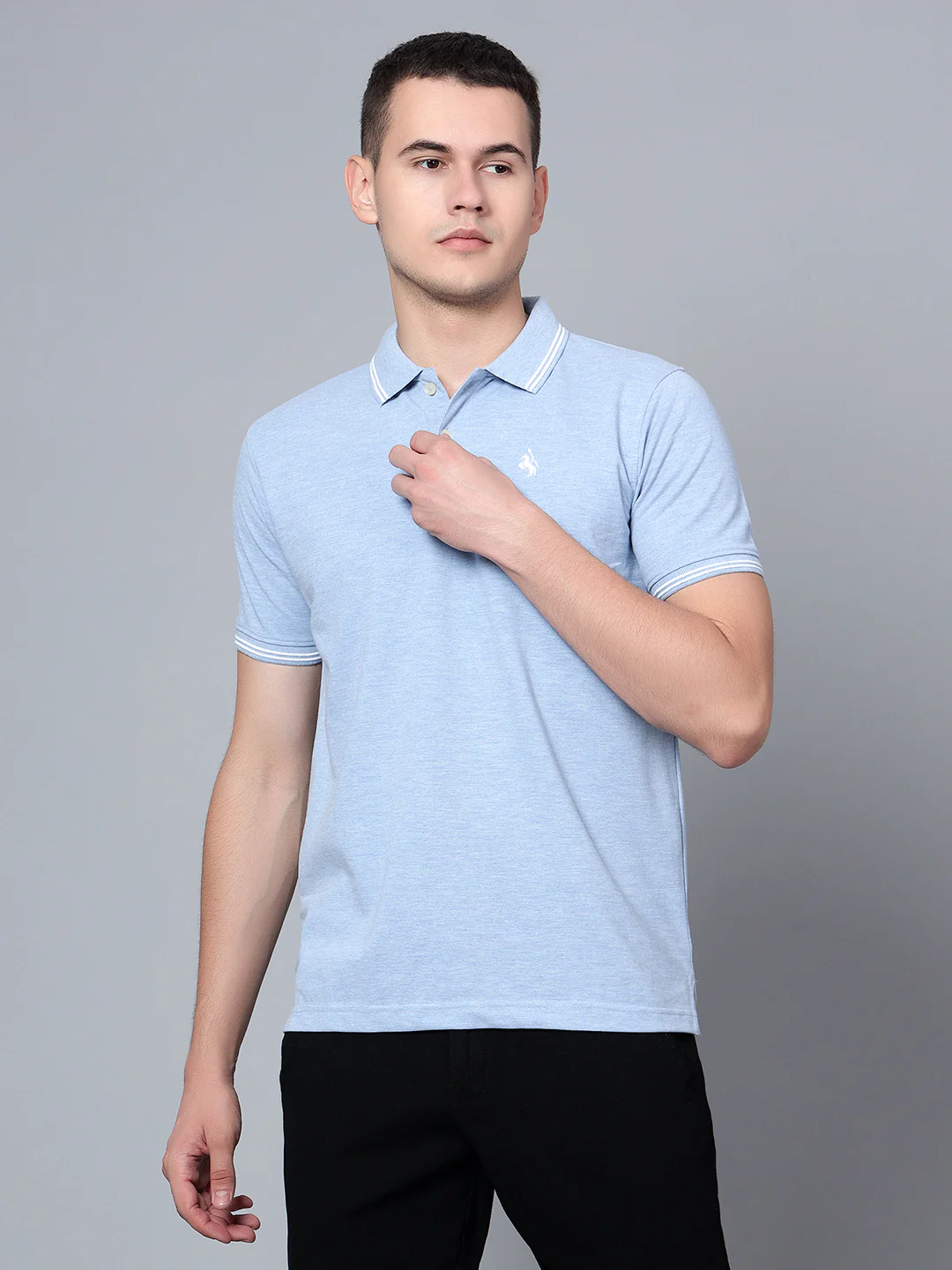 T-Shirt for Men | Breathable & Soft with Color Fastness Regular Fit Polo Neck Poly Cotton Fabric Solid Pattern - Image 2