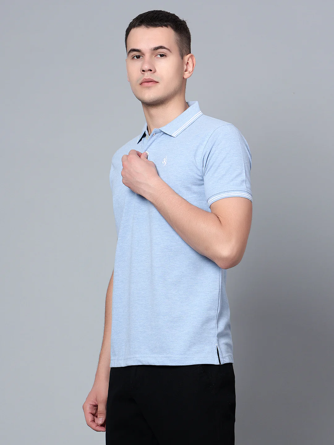 T-Shirt for Men | Breathable & Soft with Color Fastness Regular Fit Polo Neck Poly Cotton Fabric Solid Pattern - Image 3