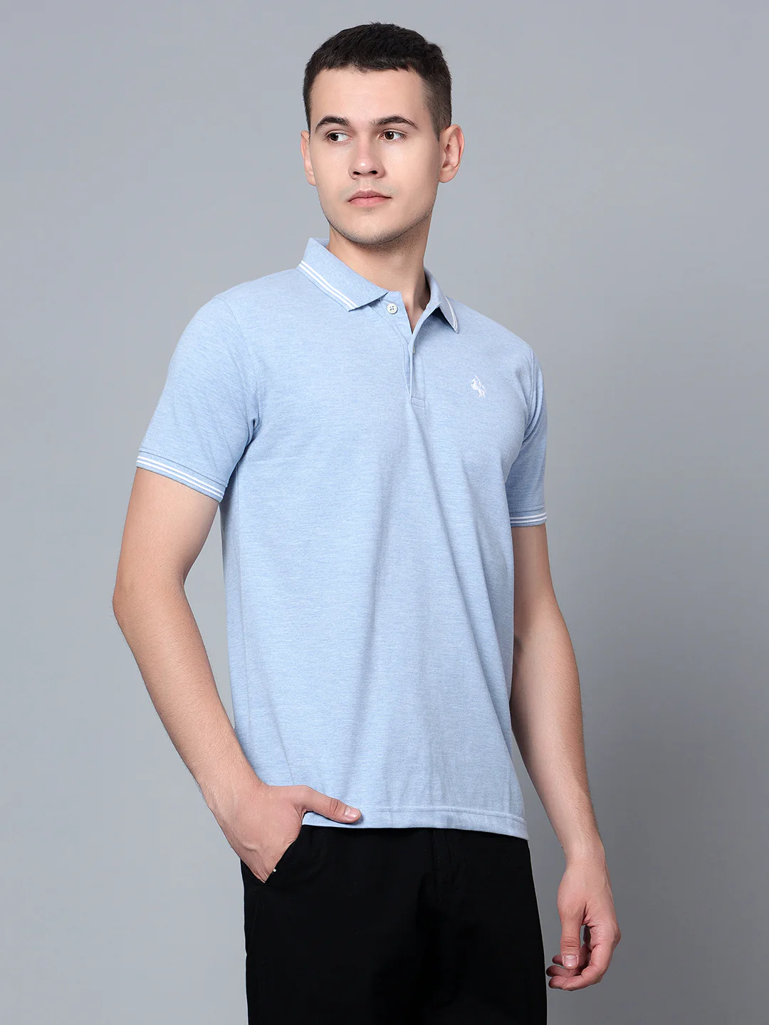 T-Shirt for Men | Breathable & Soft with Color Fastness Regular Fit Polo Neck Poly Cotton Fabric Solid Pattern - Image 4